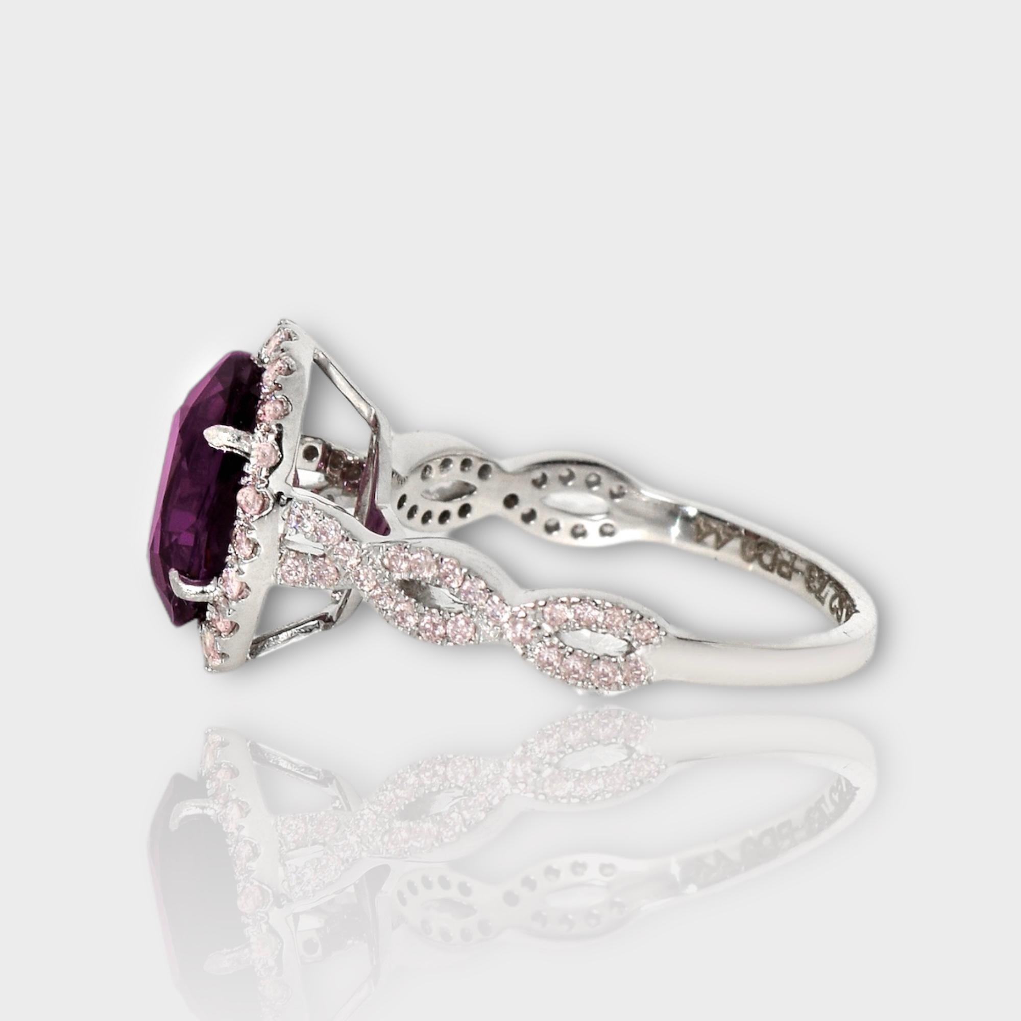 IGI 2.73 Ct 14K White Intense Purple Spinel&Pink Diamonds Engagement Ring For Sale 1