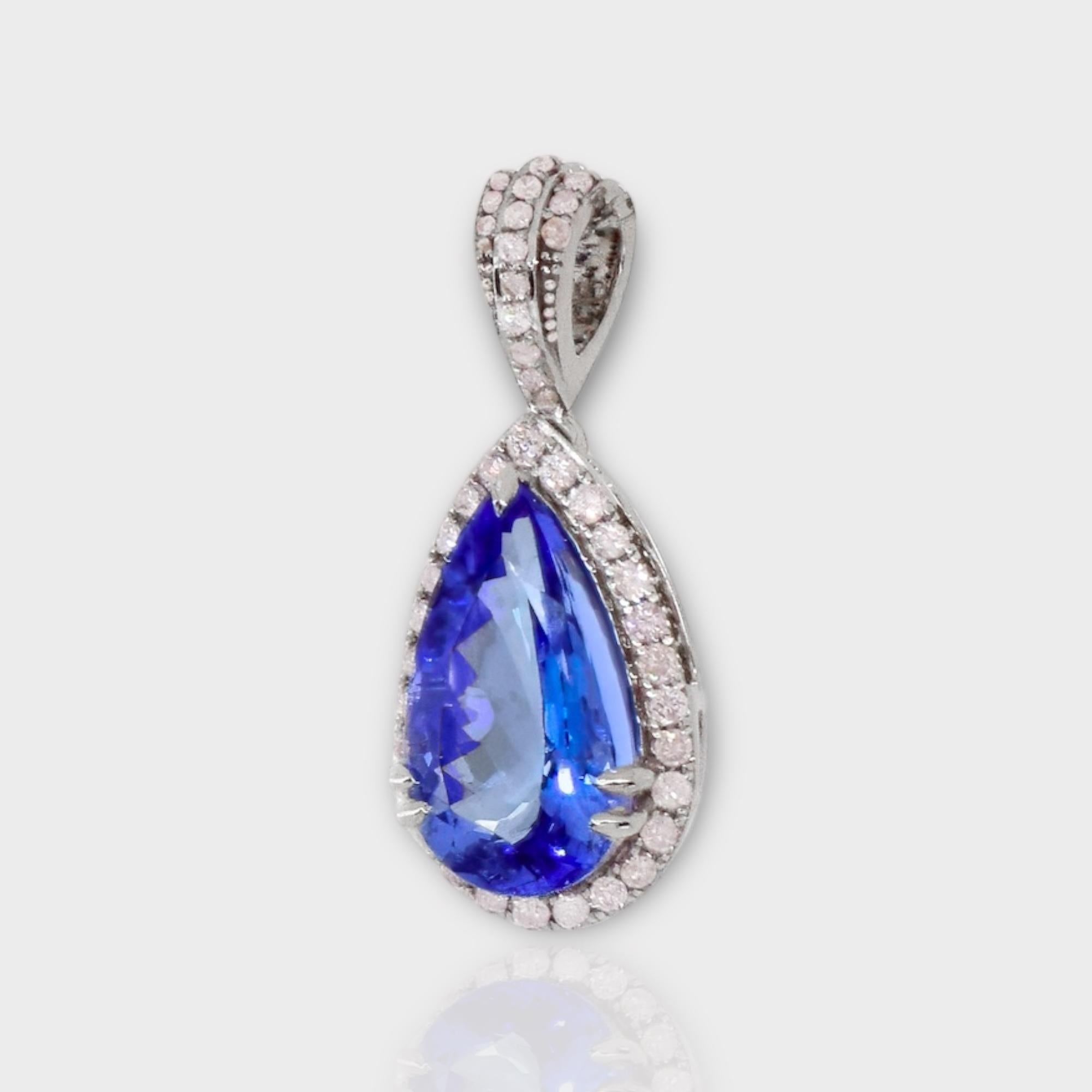 IGI 14K 2.86 ct Tanzanite&Pink Diamond Antique Pendant Necklace In New Condition For Sale In Kaohsiung City, TW