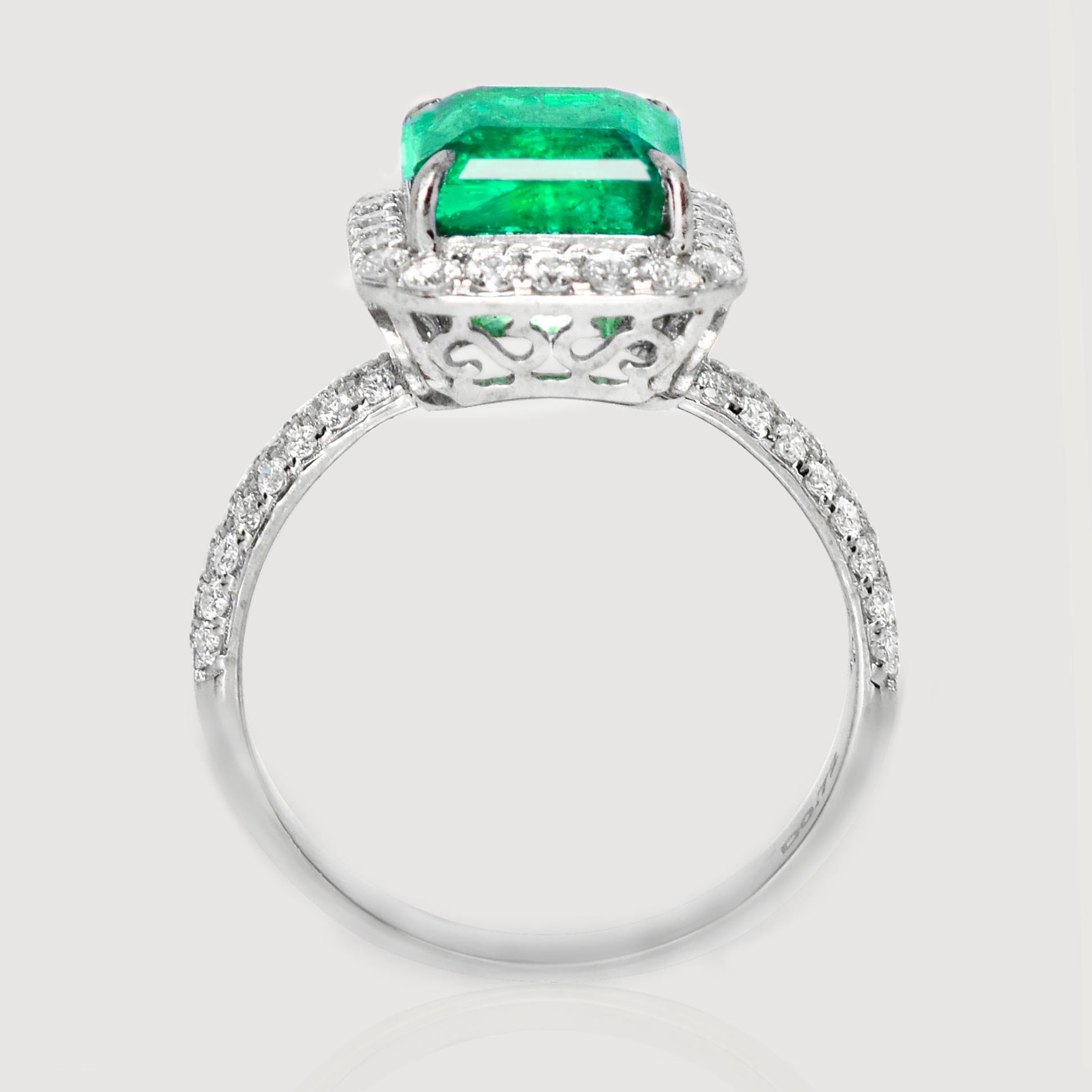 IGI 14K 2.87 Ct Natural Emerald&Diamonds Antique Engagement Ring en Nuevo estado para la venta en Kaohsiung City, TW