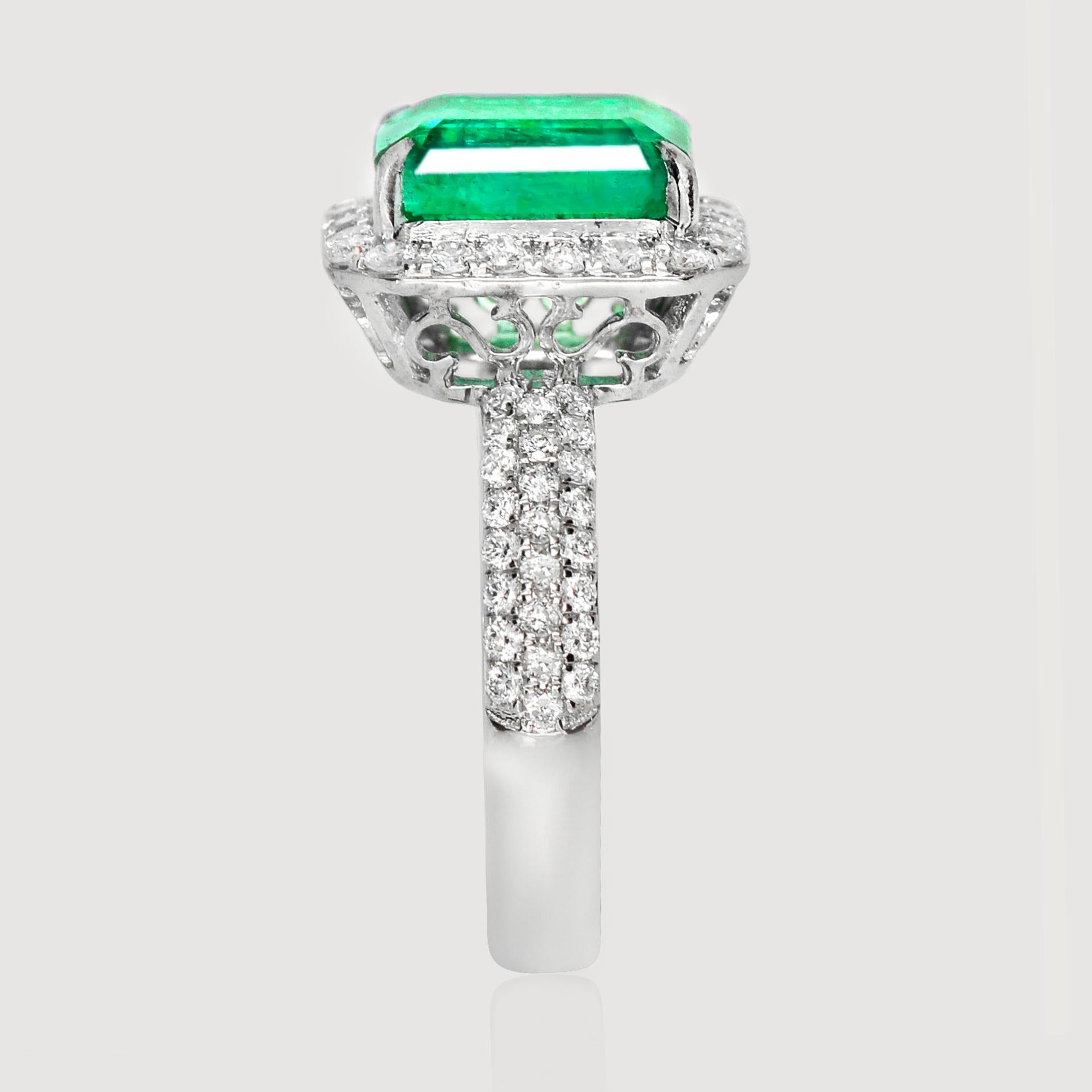 De las mujeres IGI 14K 2.87 Ct Natural Emerald&Diamonds Antique Engagement Ring en venta