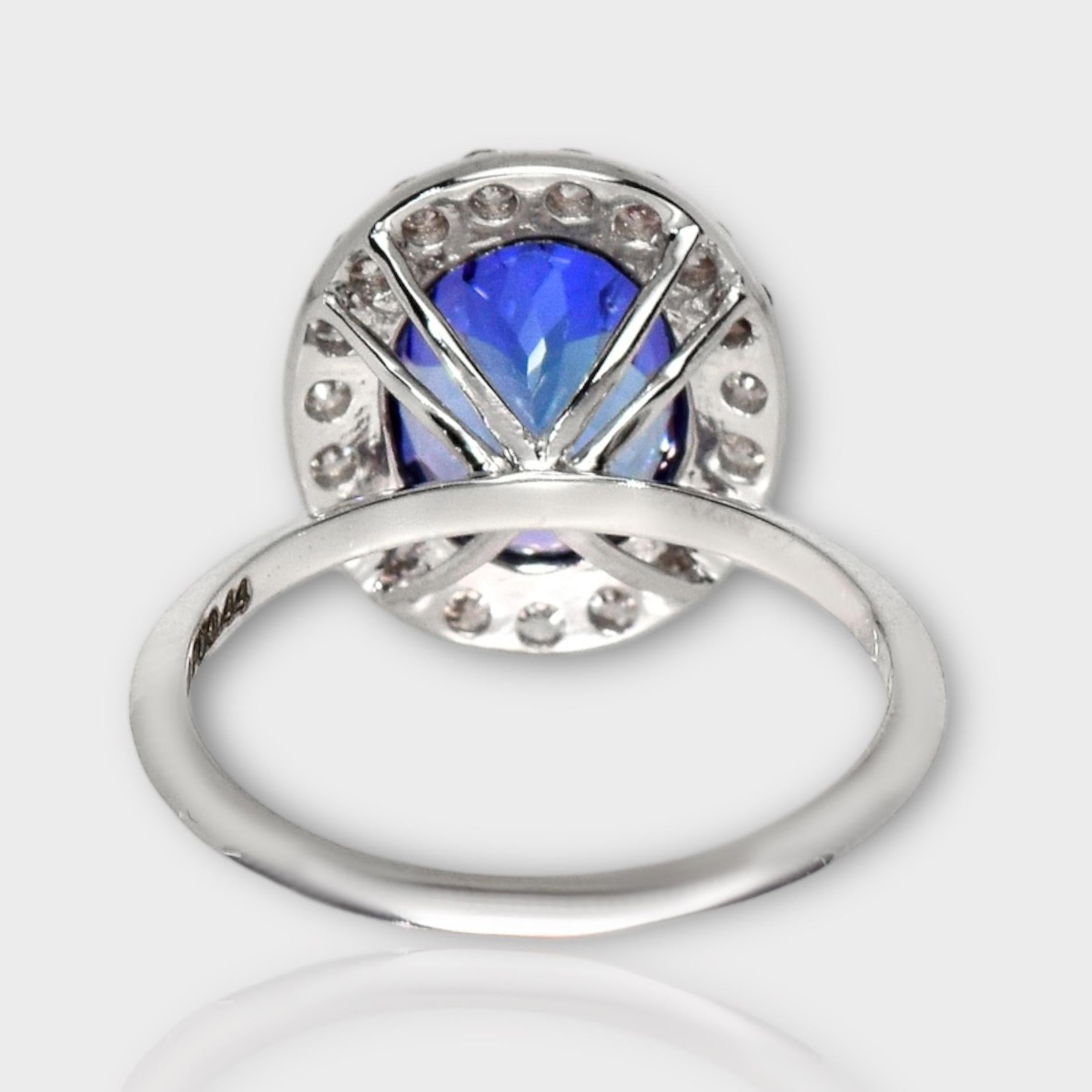 IGI 14K 2.88 ct Tanzanite&Pink Diamond Antique Art Deco Engagement Ring For Sale 1