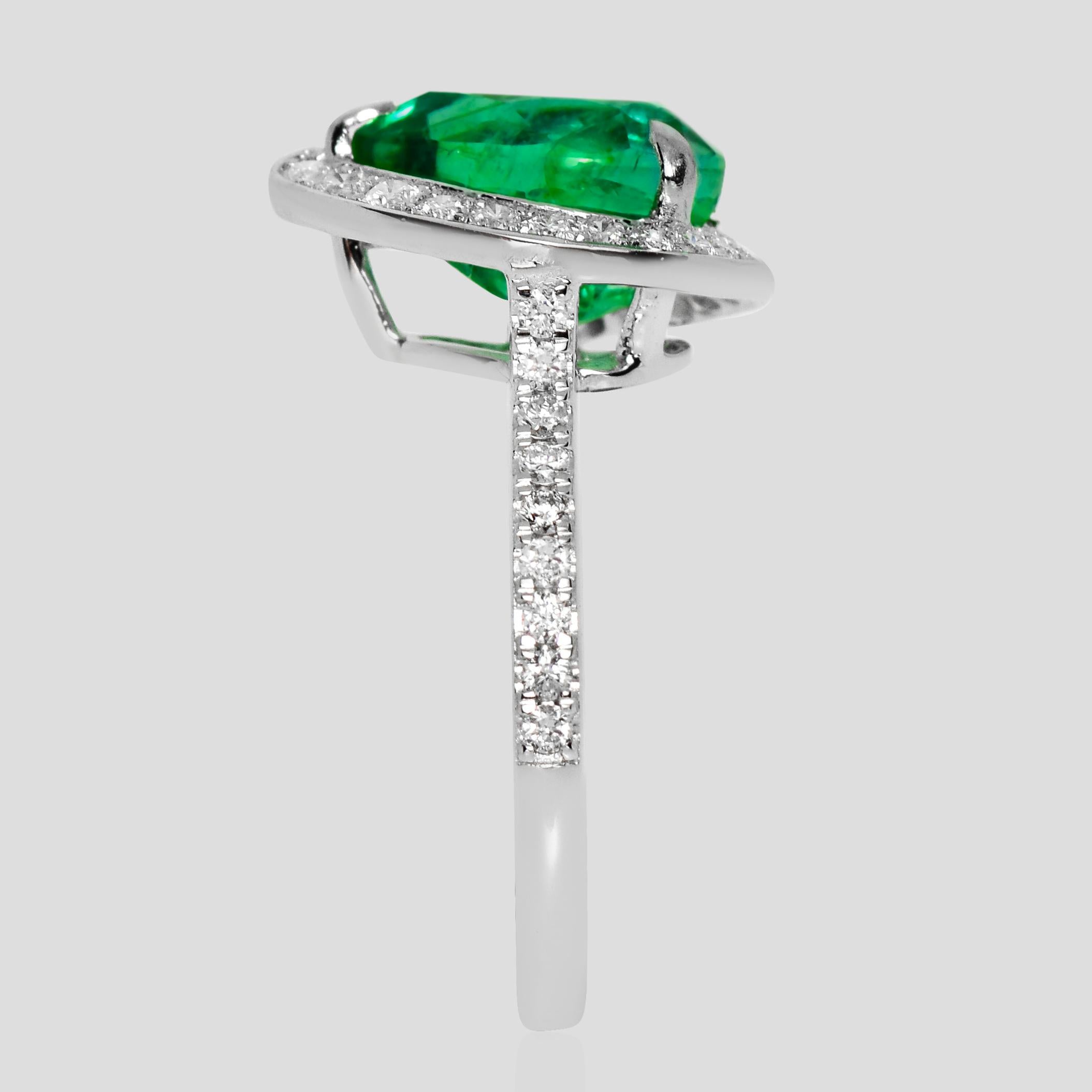 De las mujeres IGI 14K 2.96 Ct Natural Emerald&Diamonds Antique Engagement Ring en venta