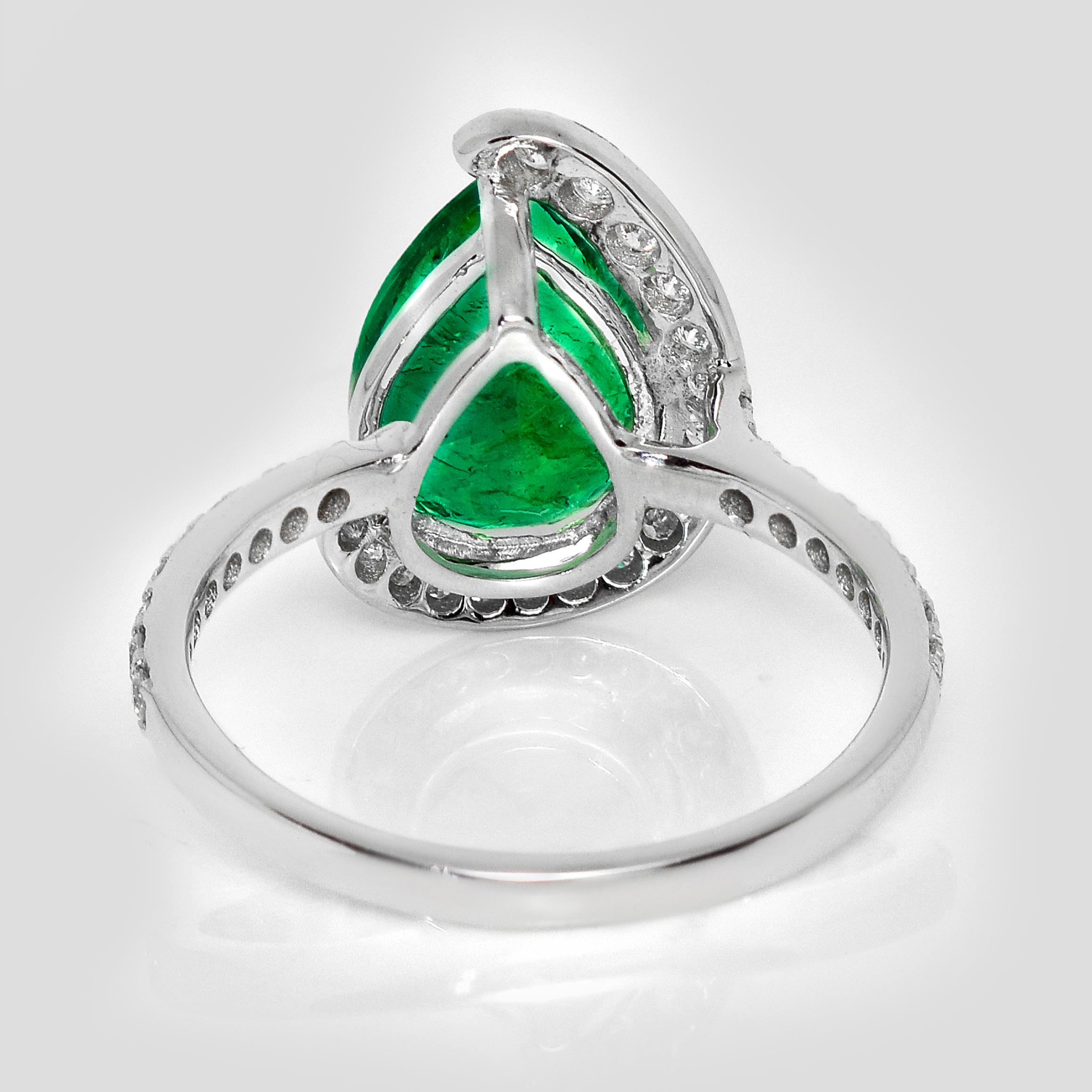 IGI 14K 2.96 Ct Natural Emerald&Diamonds Antique Engagement Ring en venta 1