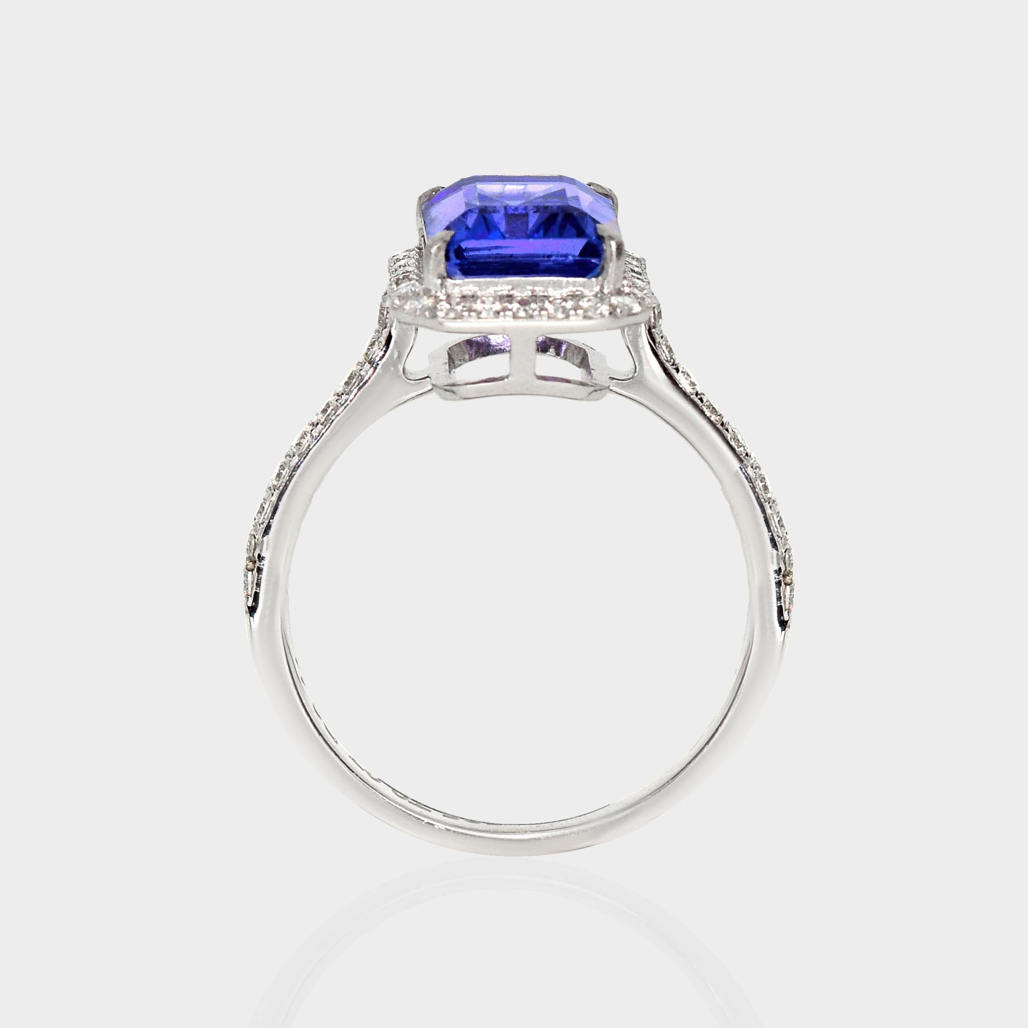 IGI 14K 2,97 Karat natürlicher Tansanit&Diamanten Antiker Verlobungsring im Zustand „Neu“ im Angebot in Kaohsiung City, TW