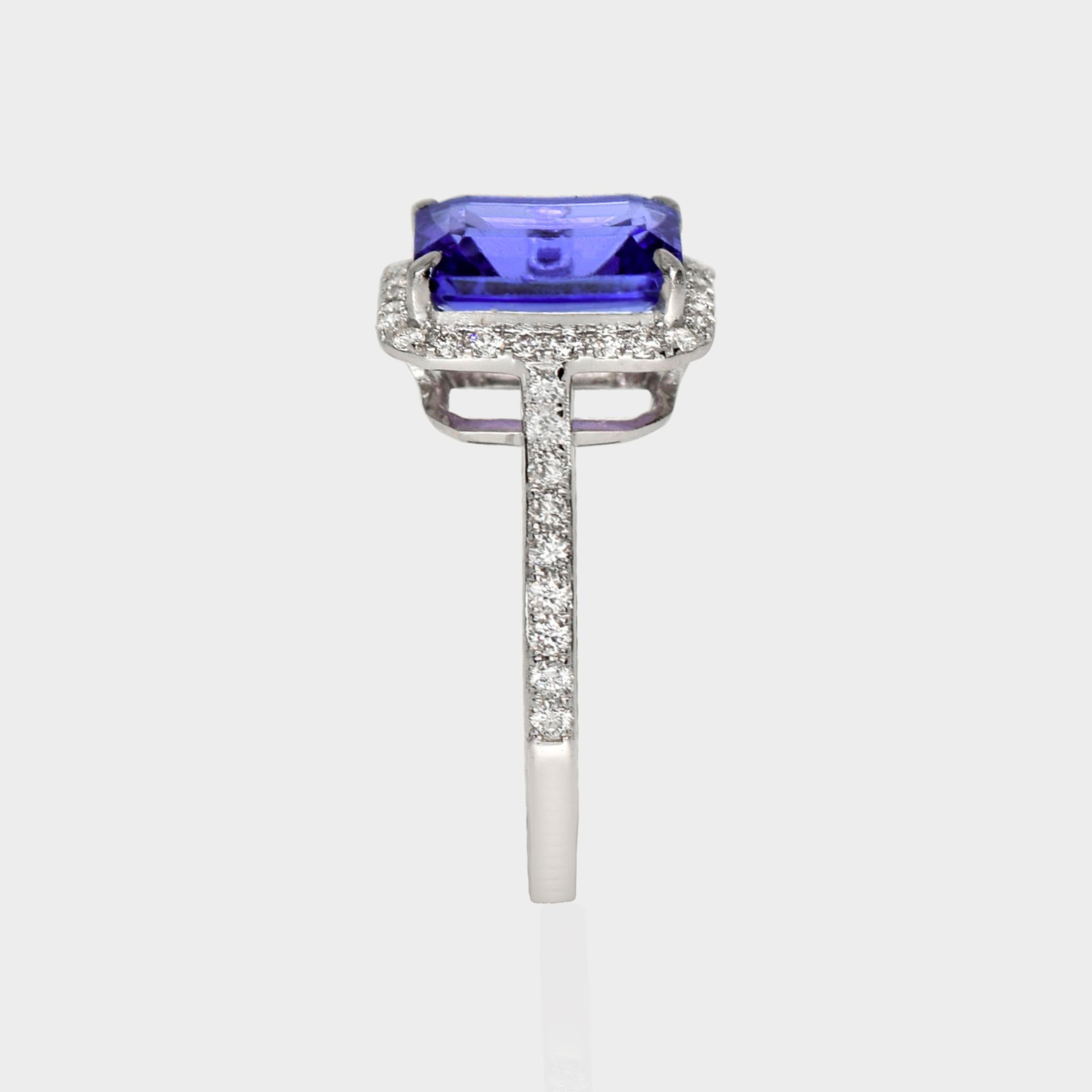 IGI 14K 2,97 Karat natürlicher Tansanit&Diamanten Antiker Verlobungsring Damen im Angebot