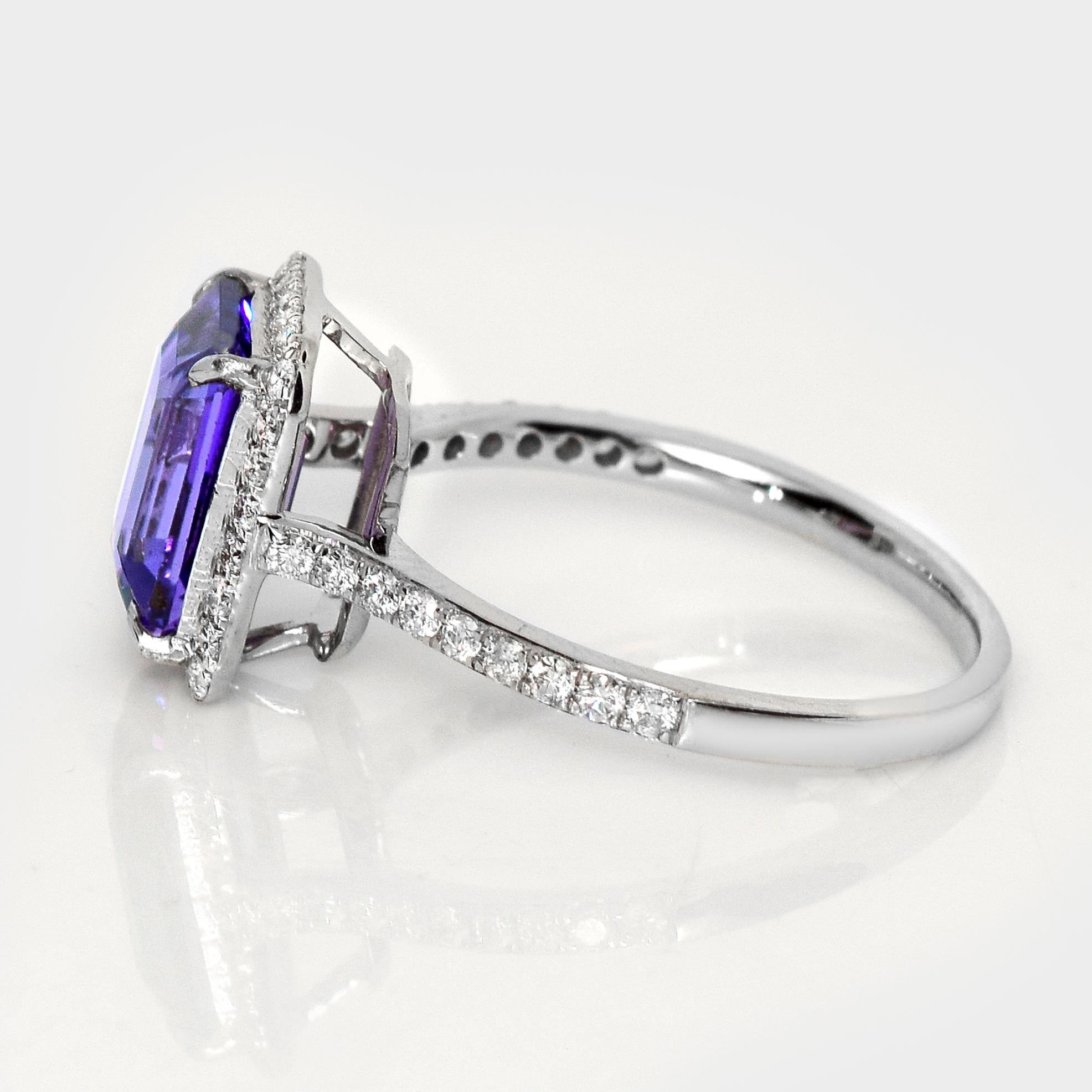 IGI 14K 2,97 Karat natürlicher Tansanit&Diamanten Antiker Verlobungsring im Angebot 1