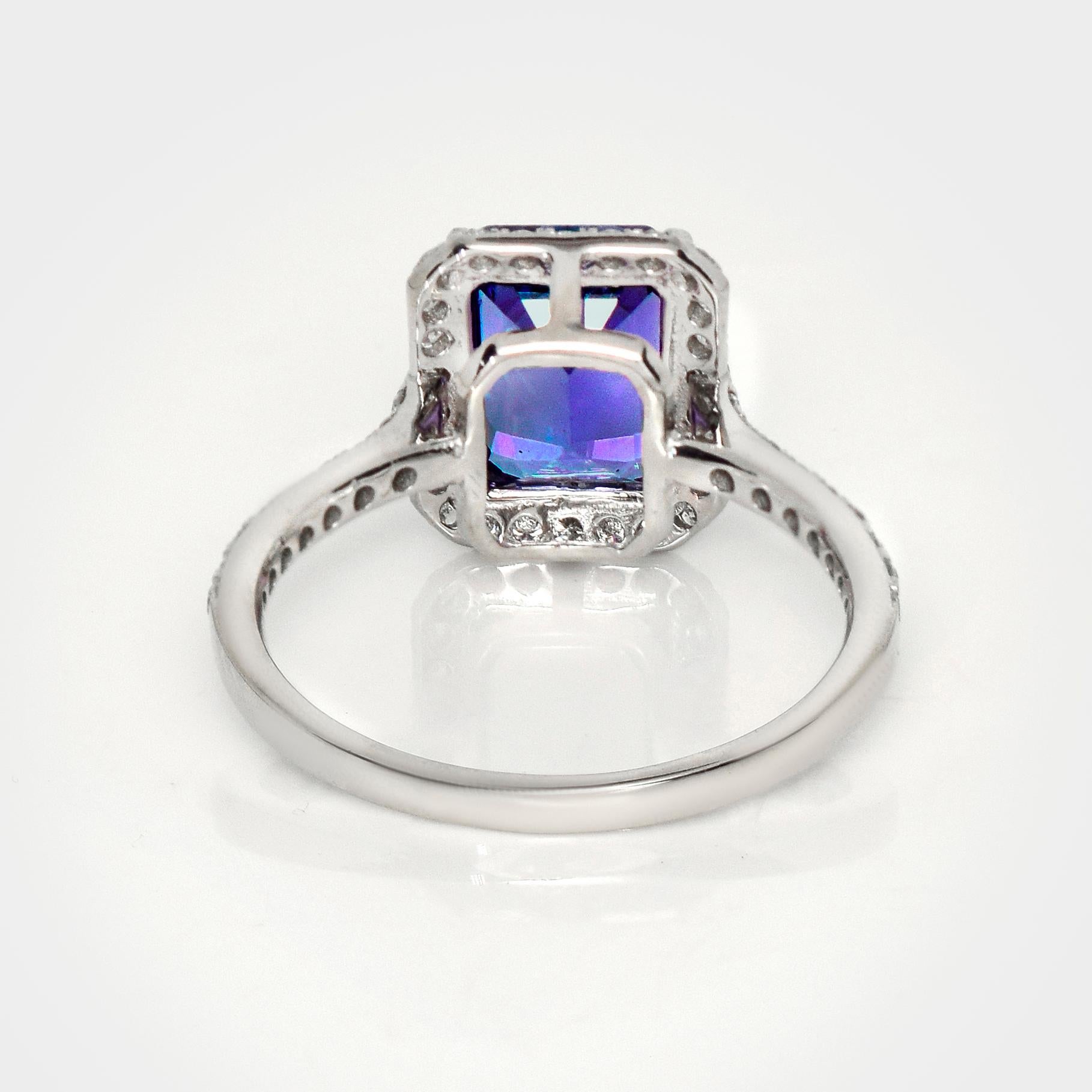 IGI 14K 2,97 Karat natürlicher Tansanit&Diamanten Antiker Verlobungsring im Angebot 2
