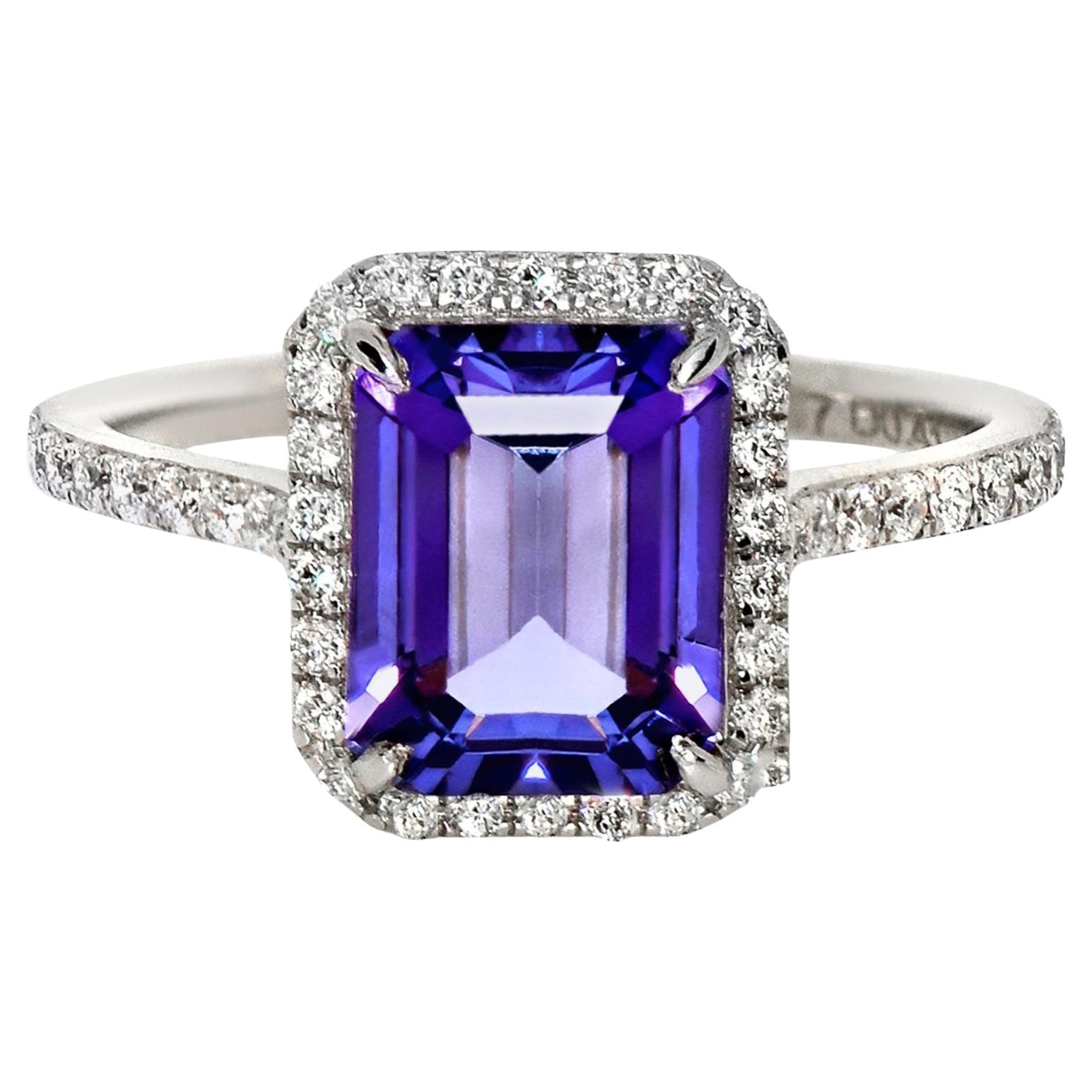 Anello di fidanzamento antico IGI 14K 2,97 carati di tanzanite naturale e diamanti