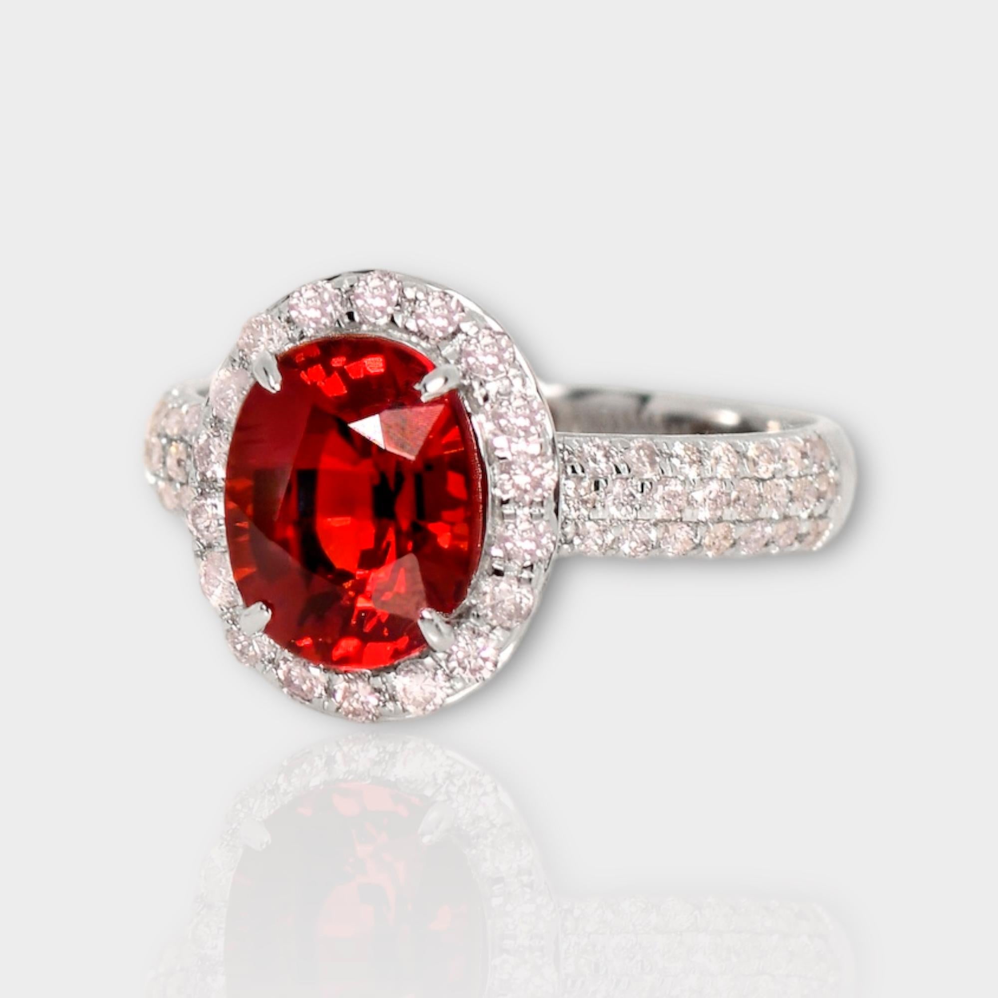 IGI 14K 3,00 Karat Roter Granat&Diamanten Antiker Verlobungsring im Art-déco-Stil (Ovalschliff)