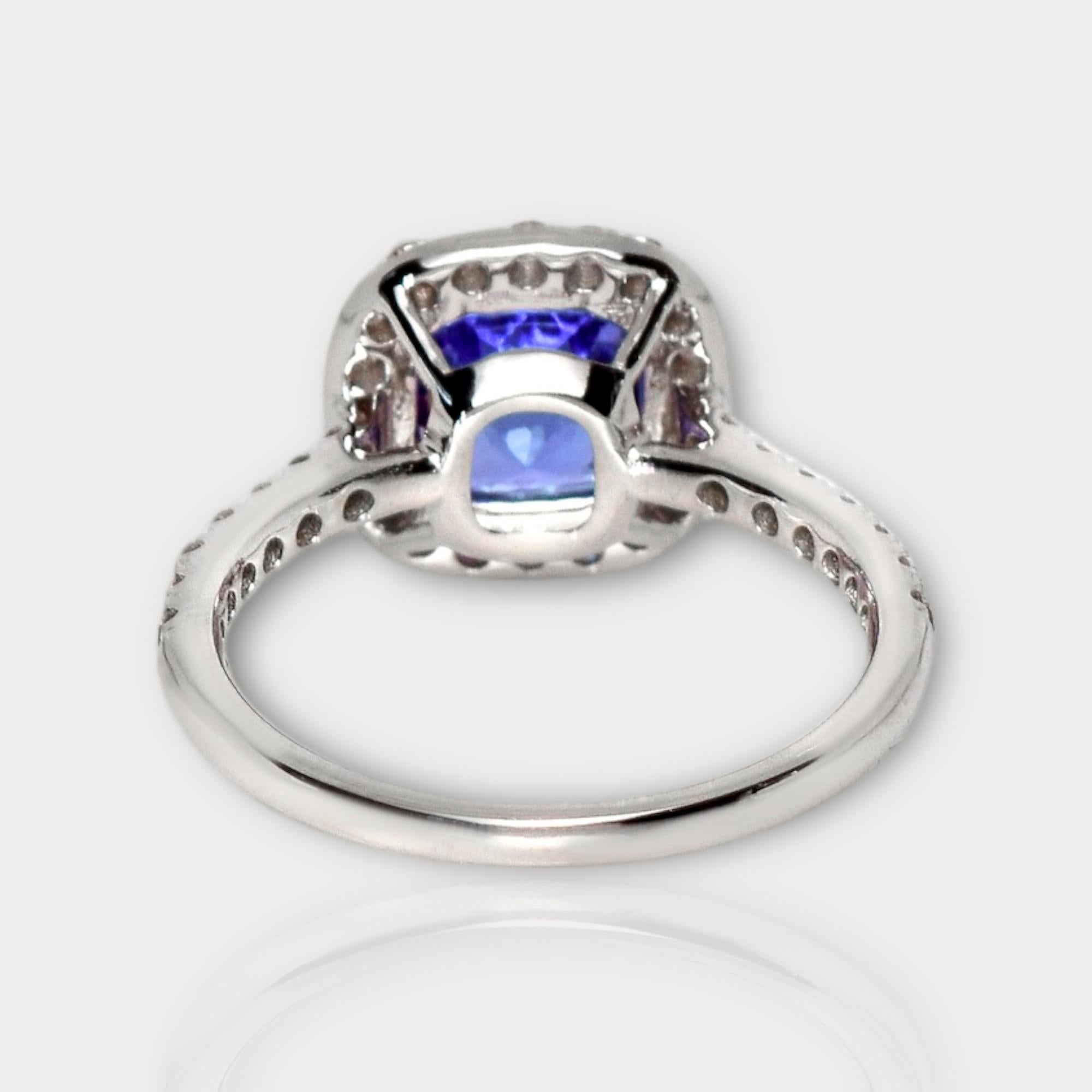 IGI 14K 3.01 ct Tanzanite&Pink Diamond Antique Art Deco Engagement Ring For Sale 1