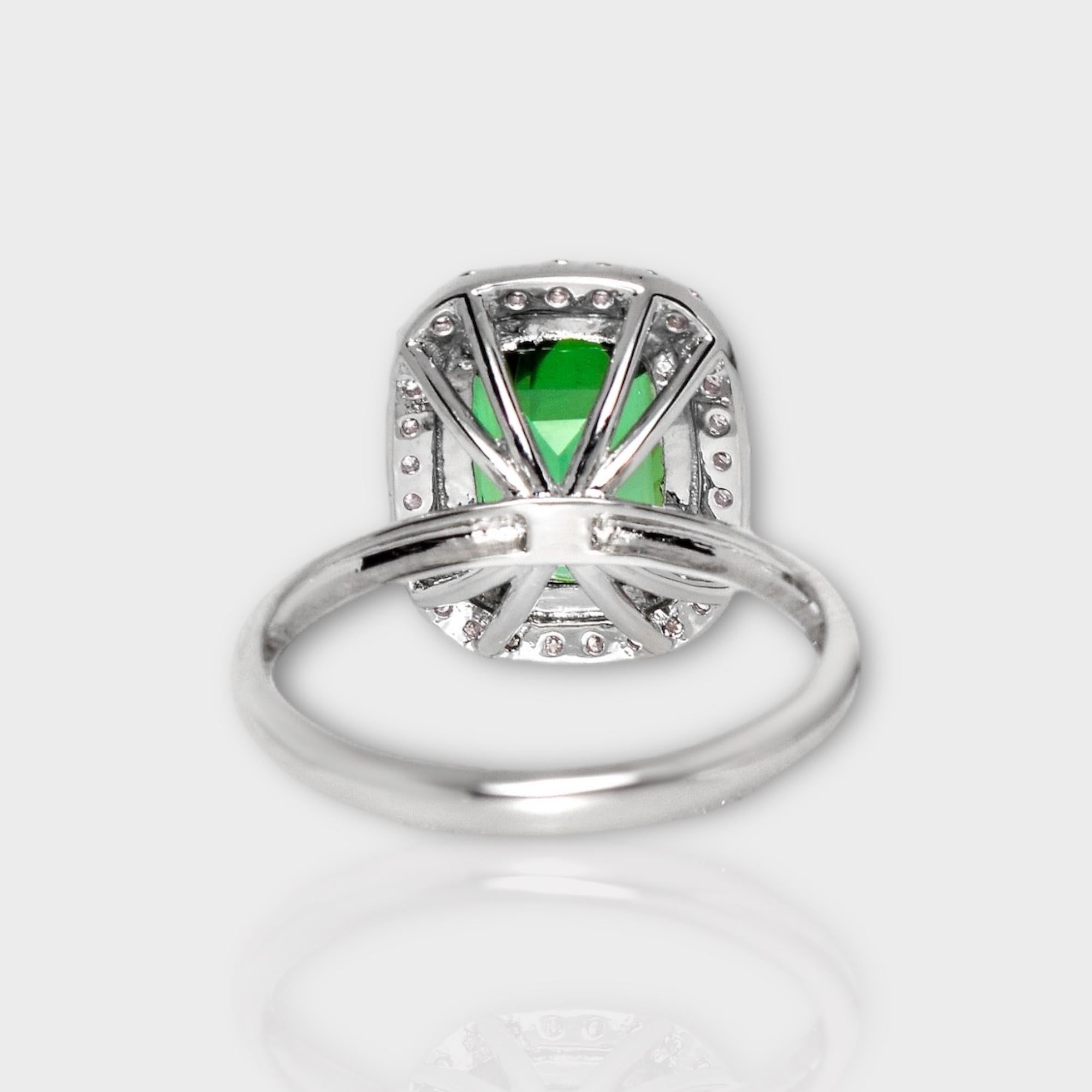 Women's IGI 14K 3.10 Natural Tourmaline&Pink Diamonds Antique Engagement Ring For Sale