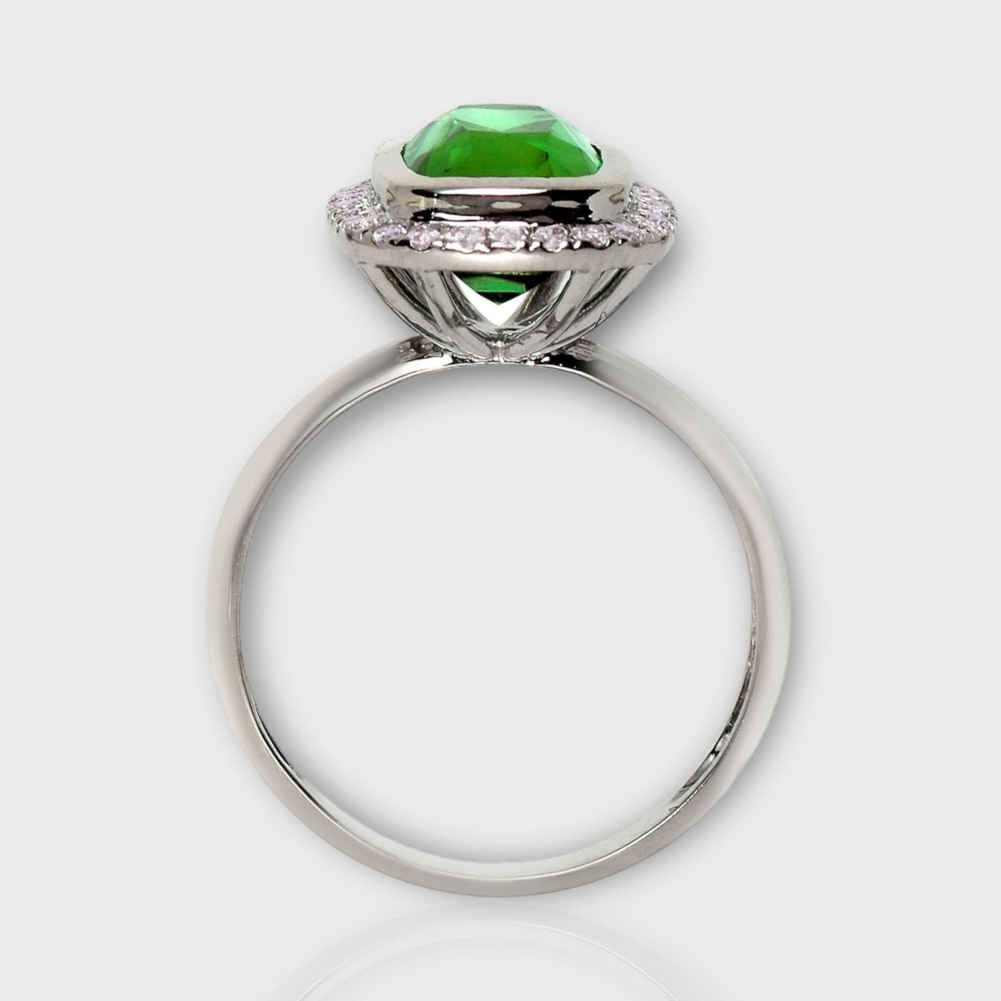 IGI 14K 3.10 Natural Tourmaline&Pink Diamonds Antique Engagement Ring For Sale 1