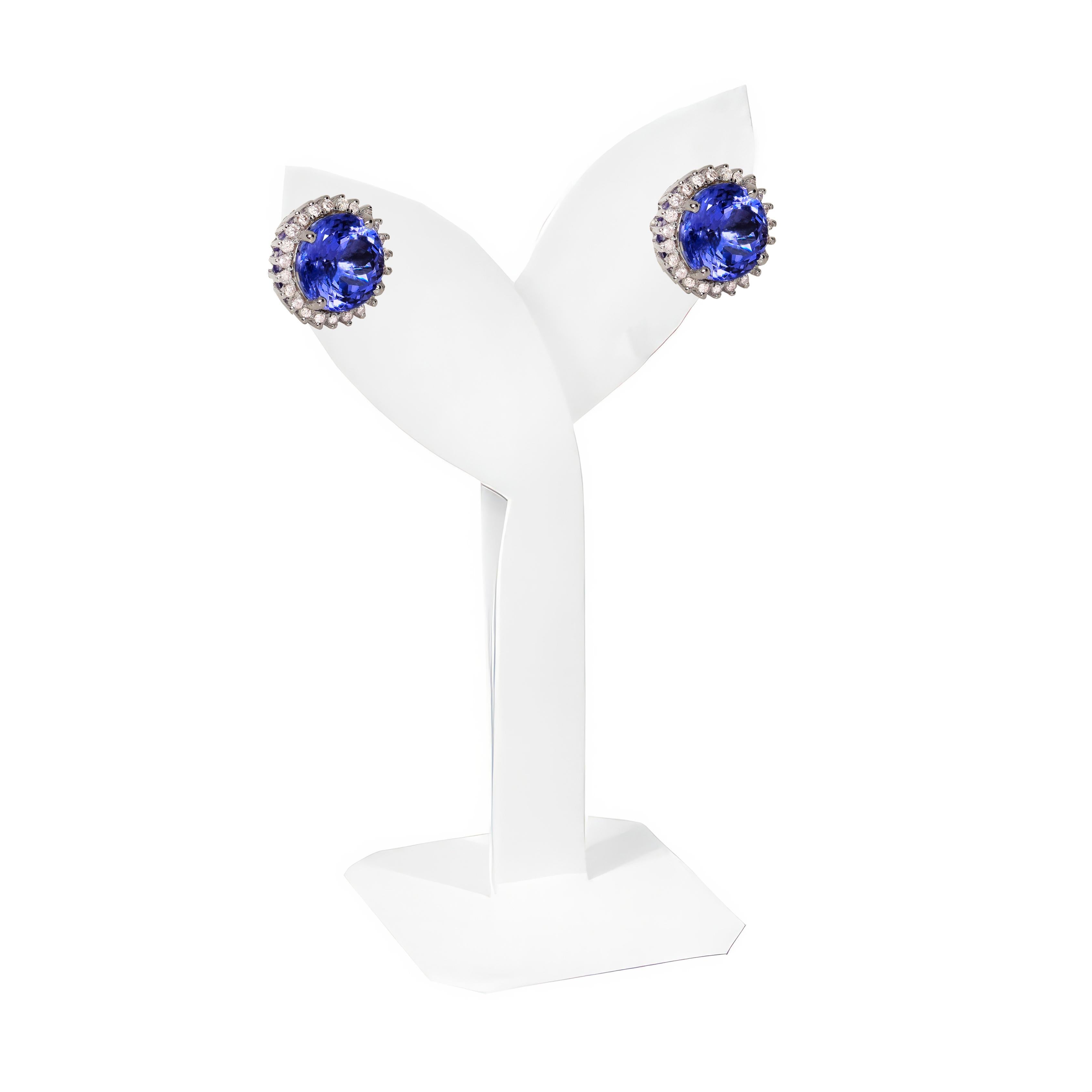 Orecchini IGI 14k con tanzanite e diamanti rosa da 3,16 carati in stile Art Deco antico In condizioni Nuovo in vendita a Kaohsiung City, TW