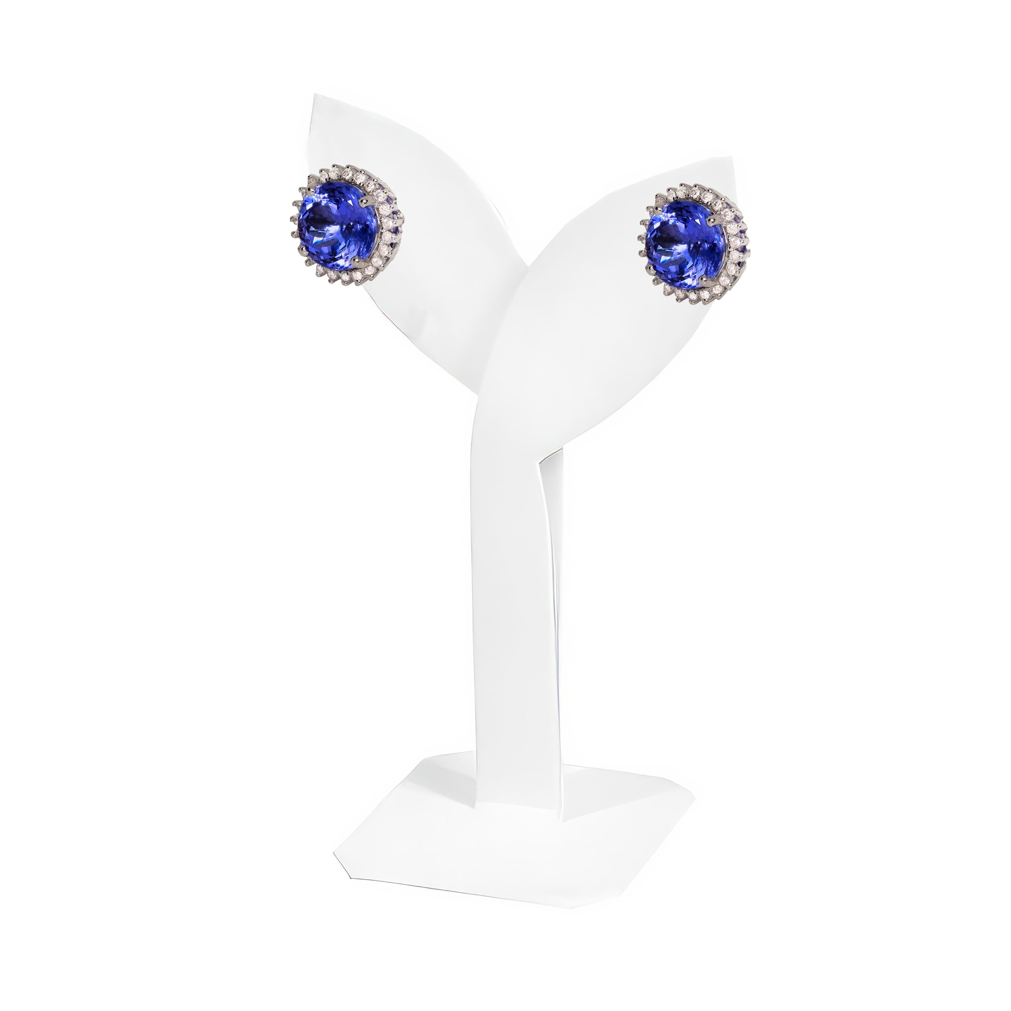 da uomo o donna Orecchini IGI 14k con tanzanite e diamanti rosa da 3,16 carati in stile Art Deco antico in vendita