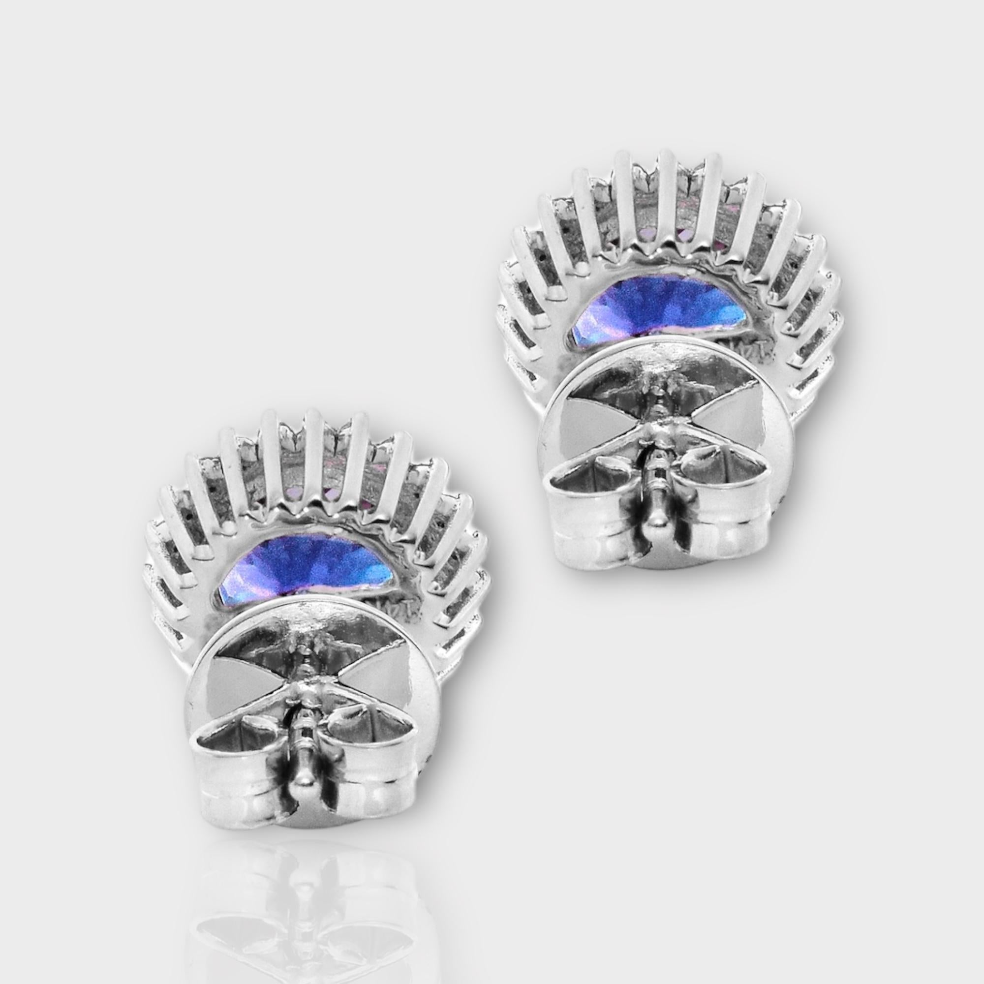 Orecchini IGI 14k con tanzanite e diamanti rosa da 3,16 carati in stile Art Deco antico in vendita 2