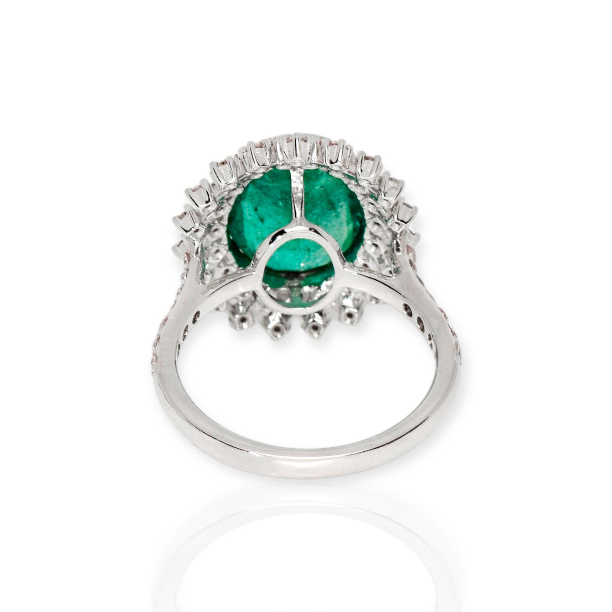 IGI 14k 3.33 Ct Emerald&Pink Diamonds Antique Art Deco Style Engagement Ring For Sale 1