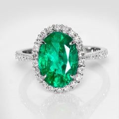 Anello di fidanzamento antico IGI 14K 3,42 ct Colombia Color Emerald&Diamonds