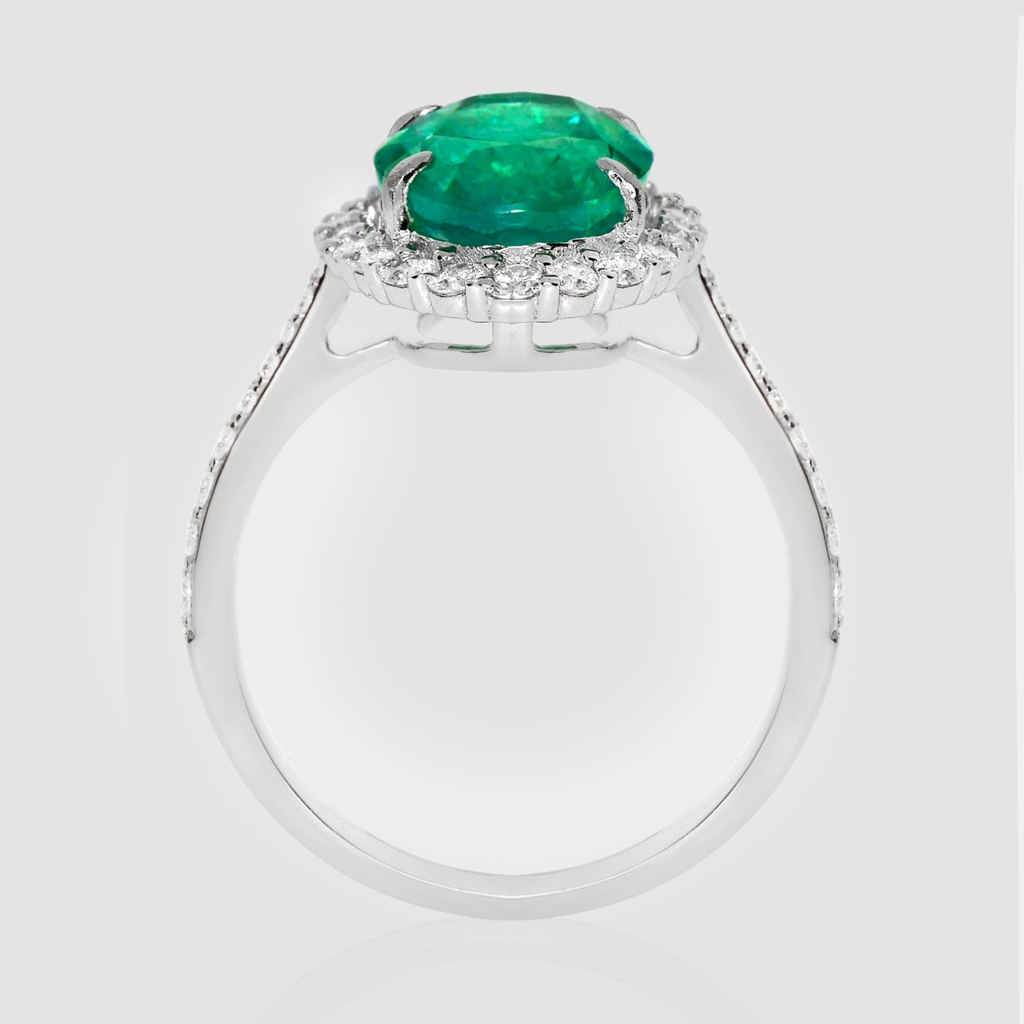 Anello di fidanzamento antico IGI 14K 3,42 ct Colombia Color Emerald&Diamonds In condizioni Nuovo in vendita a Kaohsiung City, TW