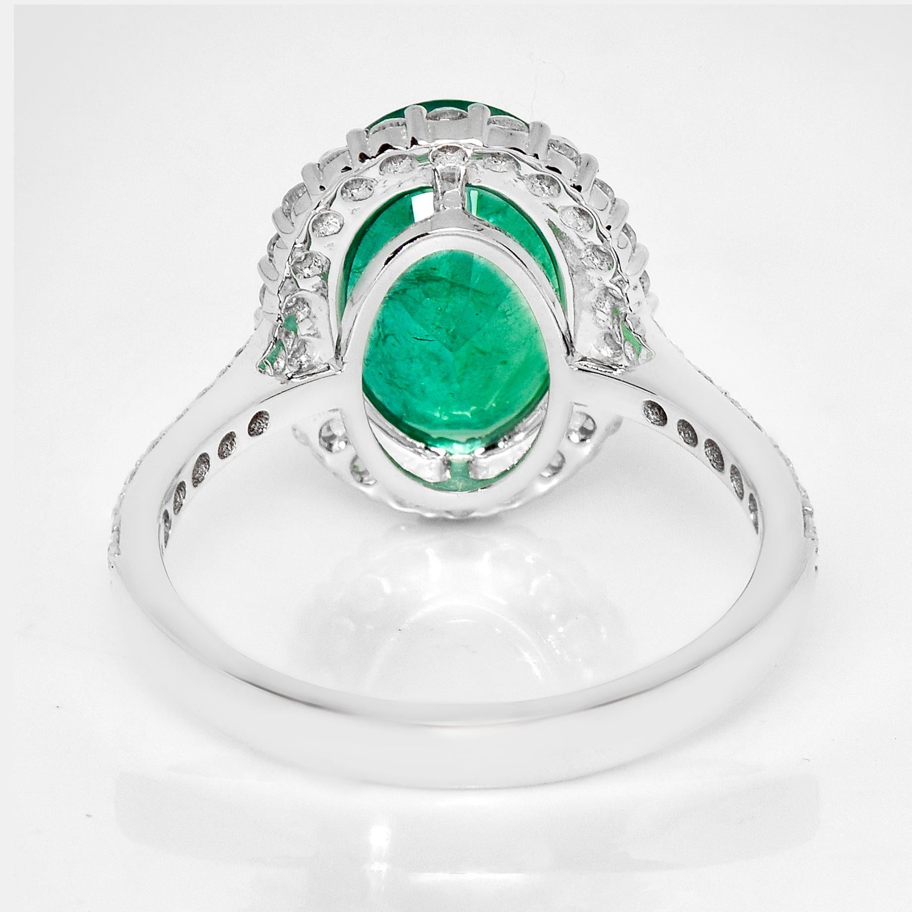 Anello di fidanzamento antico IGI 14K 3,42 ct Colombia Color Emerald&Diamonds in vendita 1