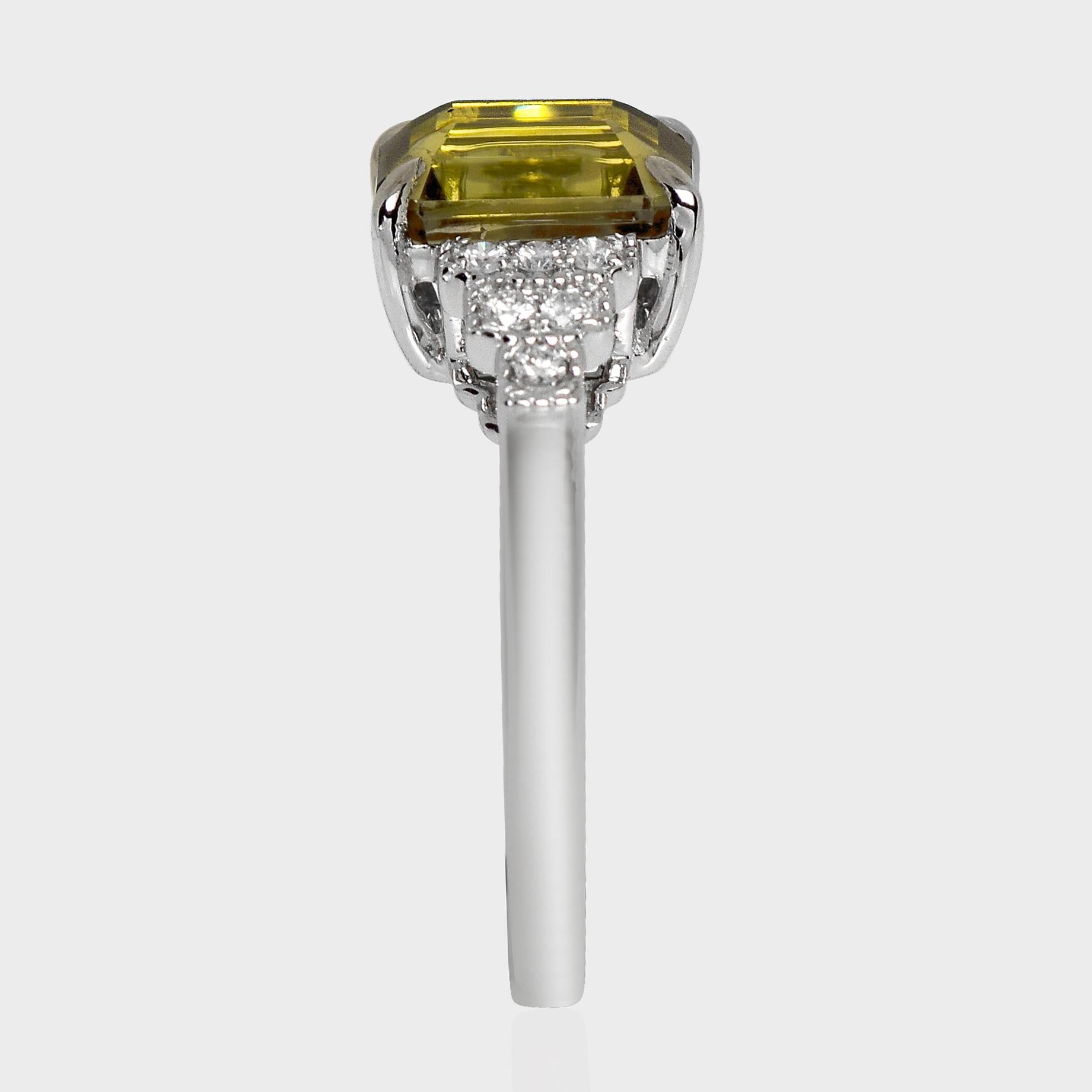 De las mujeres IGI 14K 3,95 qt Circón verde vivo natural Anillo de compromiso Art Decó antiguo en venta
