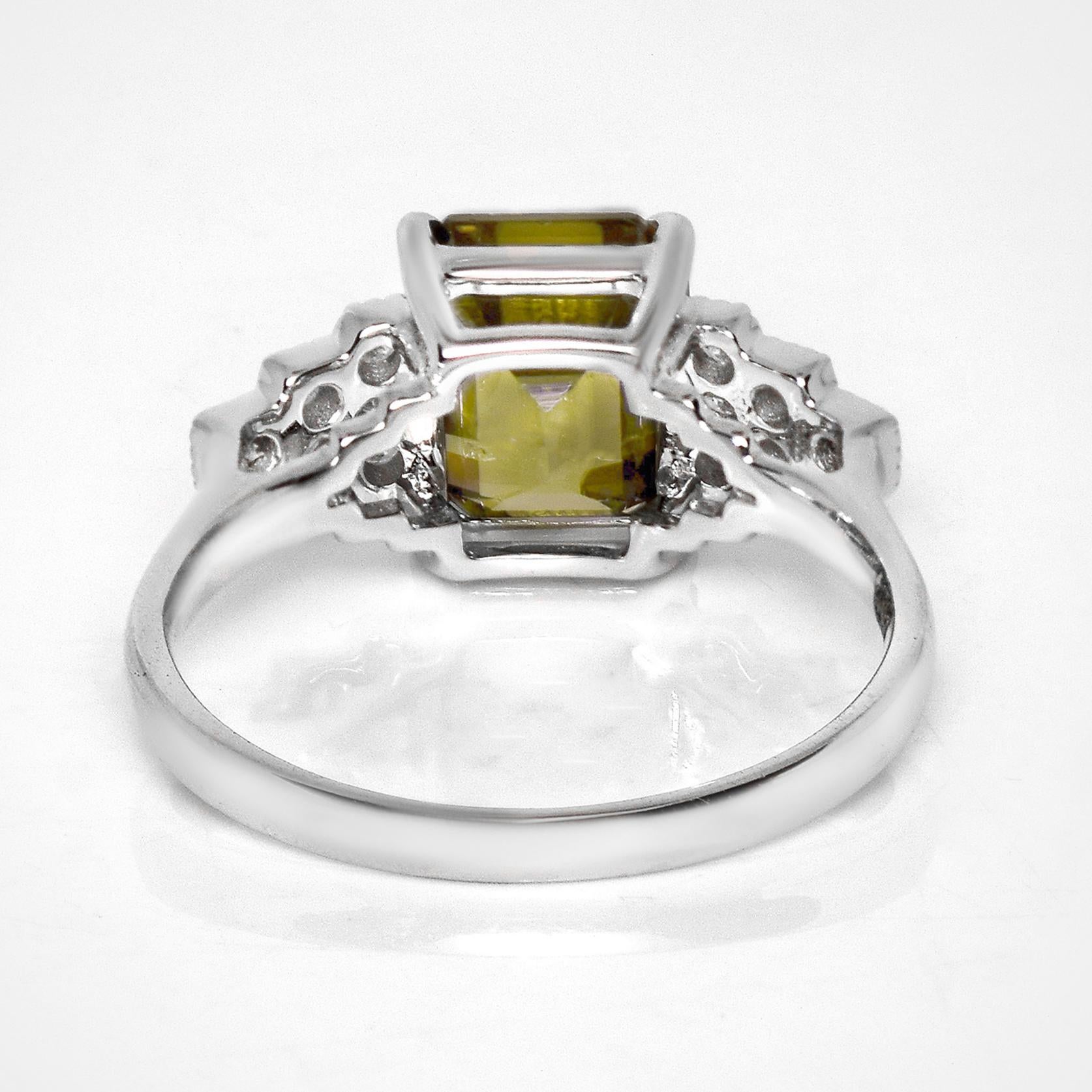 IGI 14K 3,95 qt Circón verde vivo natural Anillo de compromiso Art Decó antiguo en venta 1