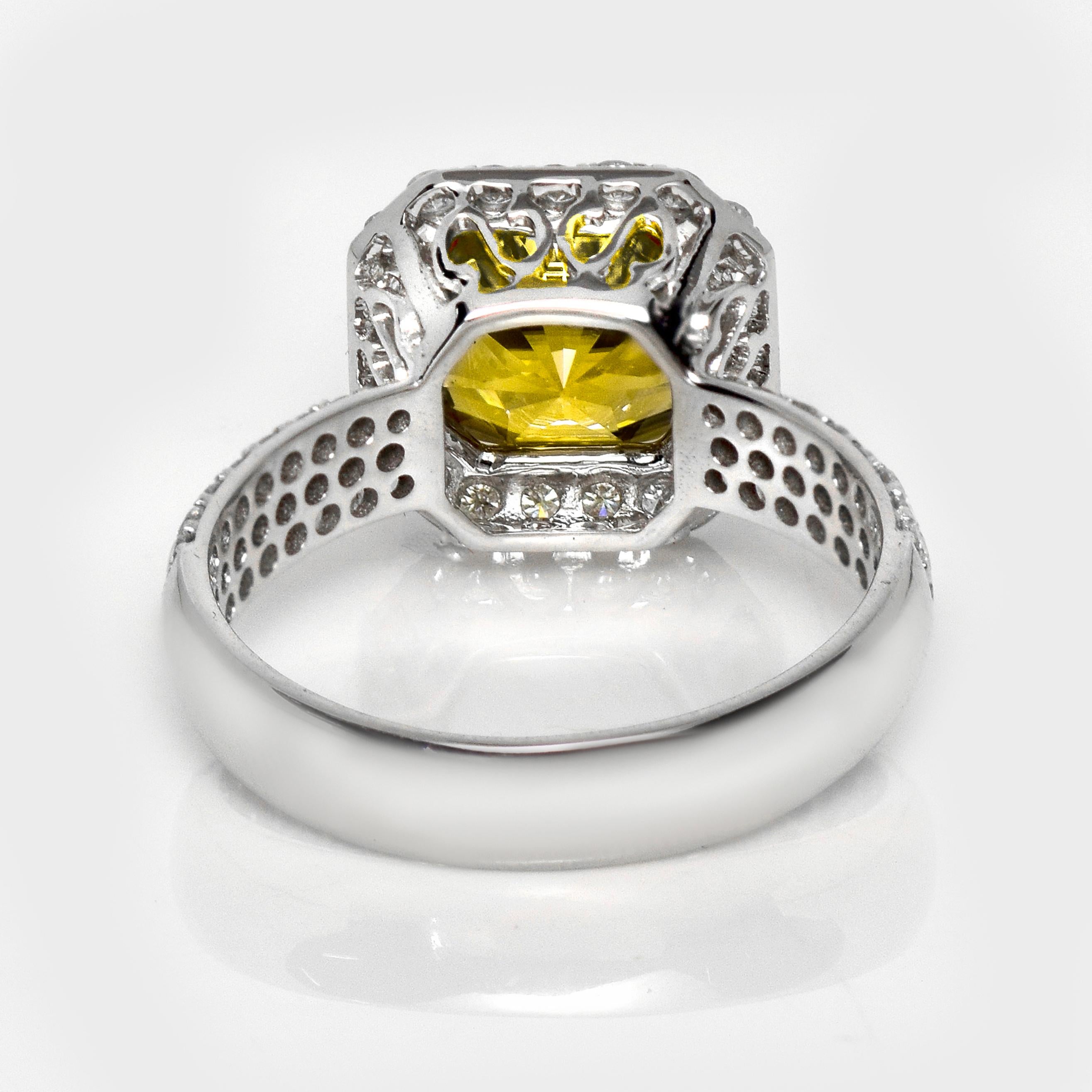 IGI 14K 4.27 Ct Circón Amarillo Vivo Natural Anillo de Compromiso Art Decó Antiguo en venta 1