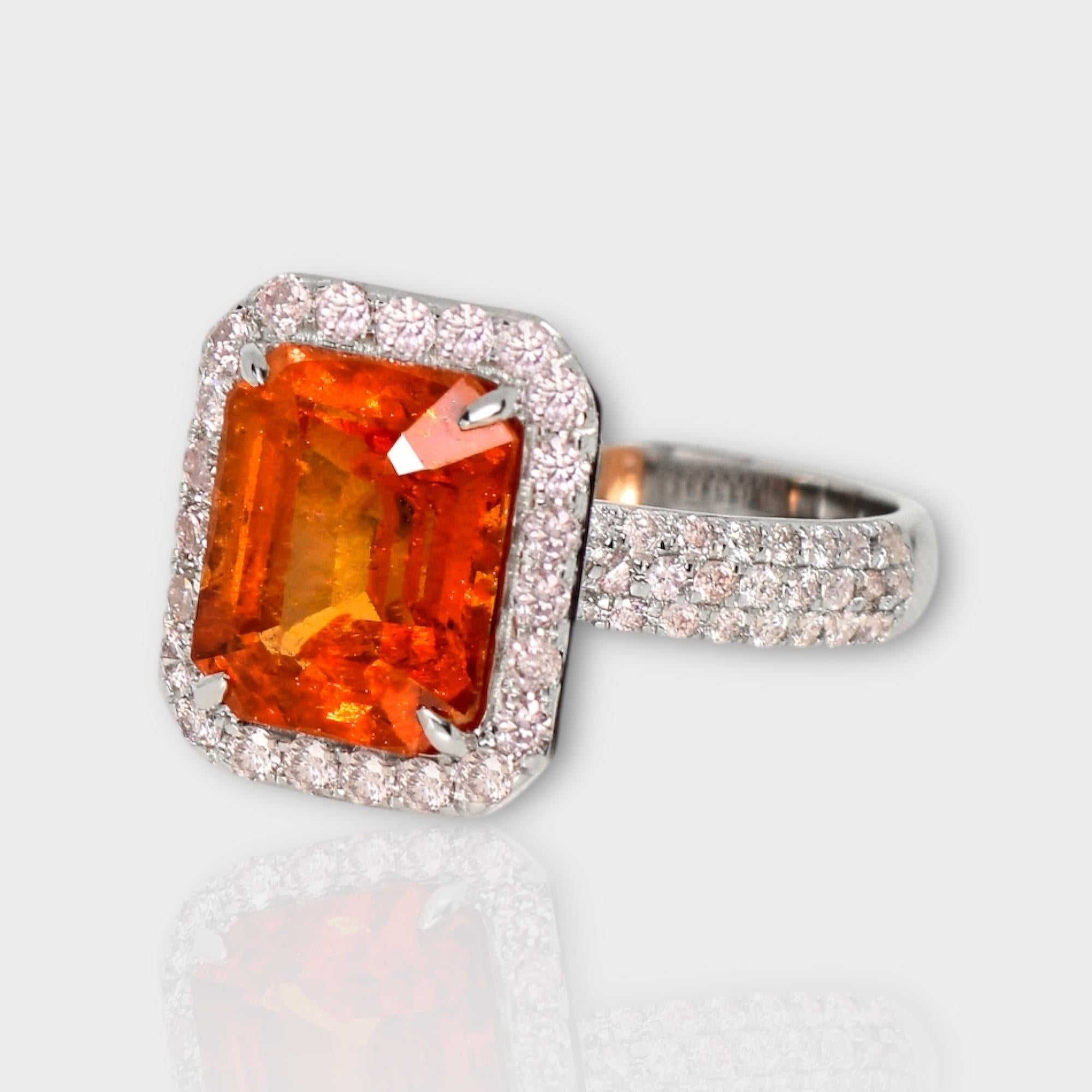 Oval Cut IGI 14K 4.60 Ct Fanta Garnet&Diamonds Antique Art Deco Style Engagement Ring