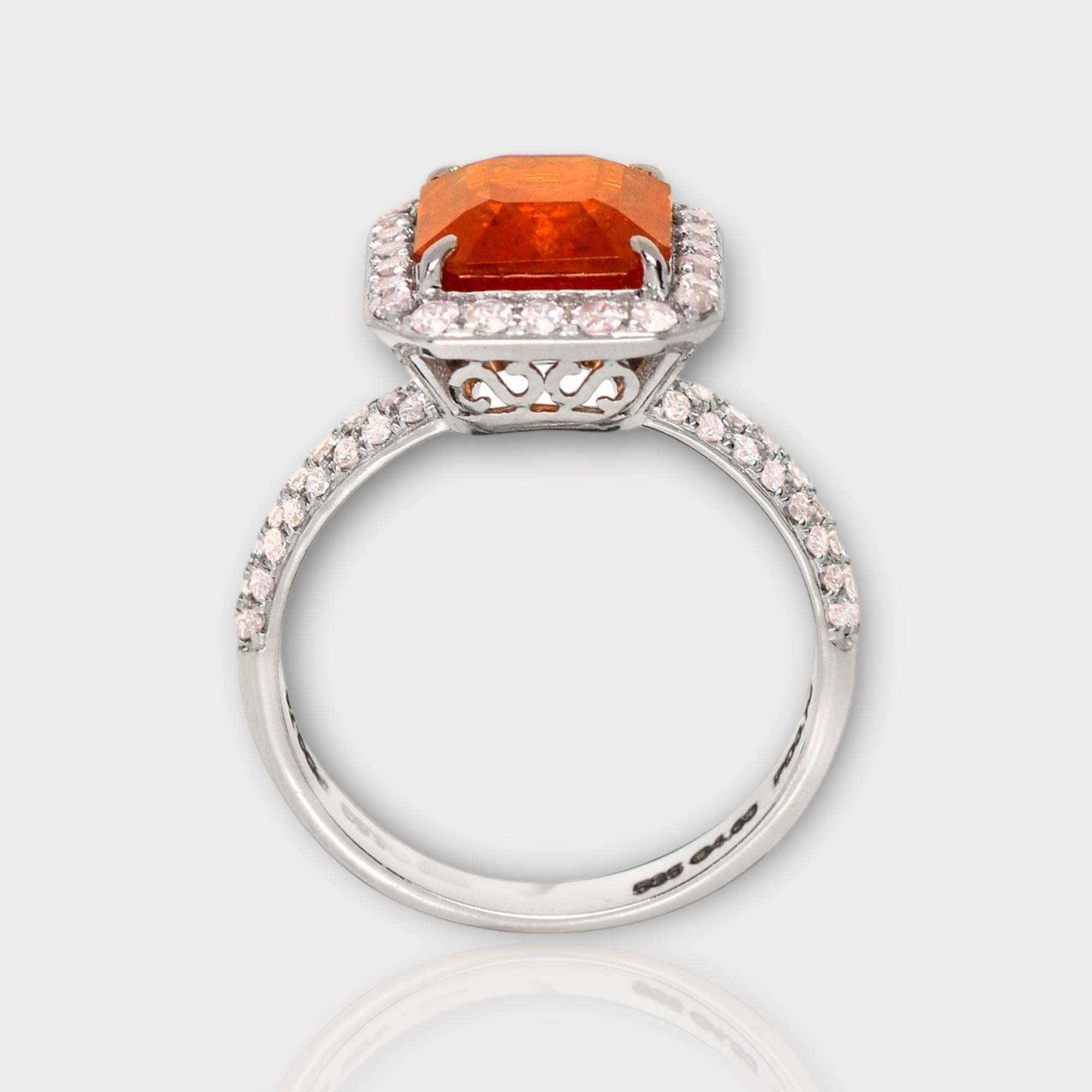 IGI 14K 4.60 Ct Fanta Garnet&Diamonds Antique Art Deco Style Engagement Ring In New Condition In Kaohsiung City, TW