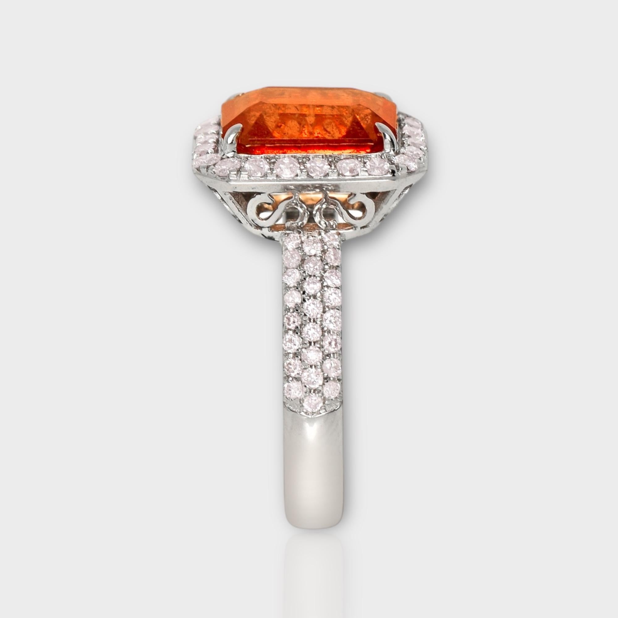 Women's IGI 14K 4.60 Ct Fanta Garnet&Diamonds Antique Art Deco Style Engagement Ring