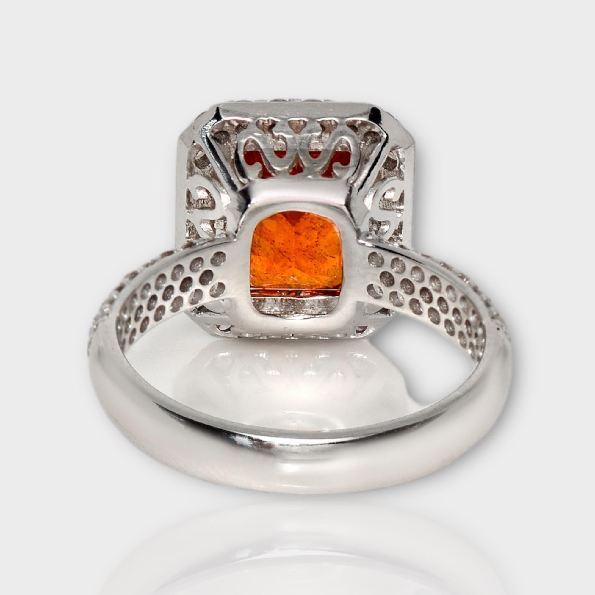 IGI 14K 4.60 Ct Fanta Garnet&Diamonds Antique Art Deco Style Engagement Ring 2
