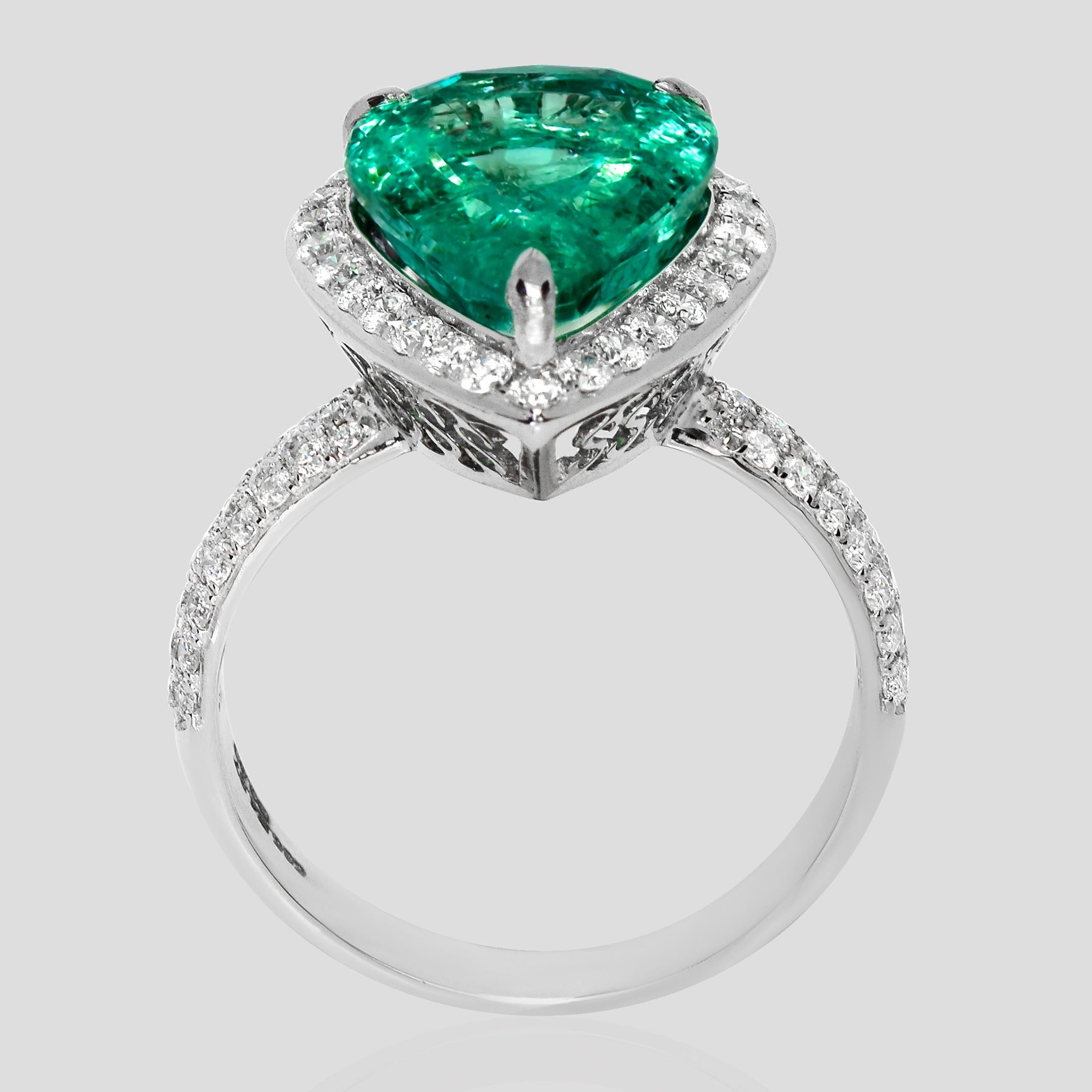 Anello di fidanzamento antico IGI 14K 4,87 Ct Colombia Color Smeraldo e diamanti In condizioni Nuovo in vendita a Kaohsiung City, TW