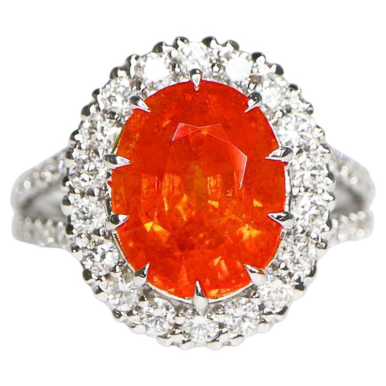IGI 14K 4.88 Ct Fanta Garnet & Diamonds Antique Art Deco Style Engagement Ring