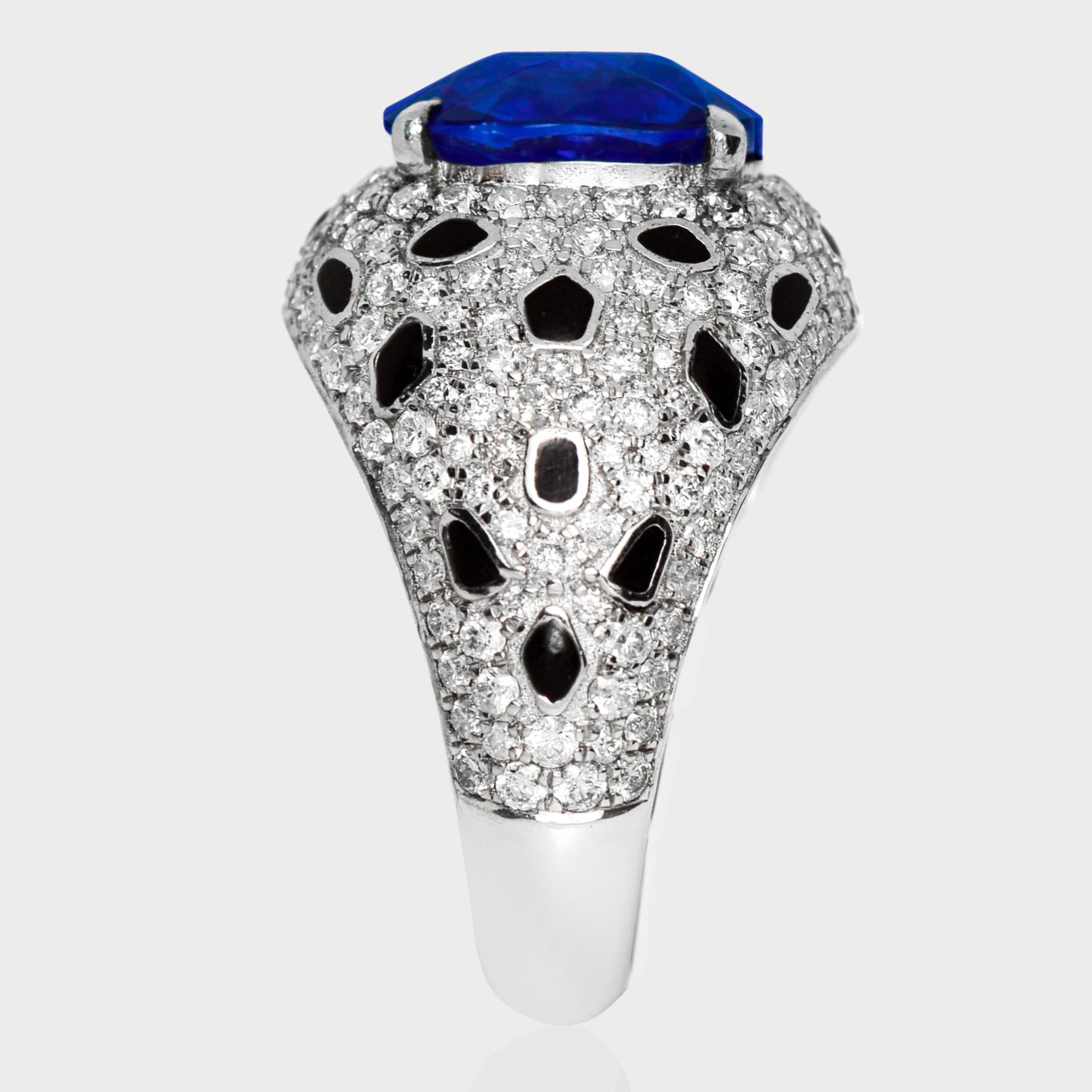 Femenino o masculino IGI 14K 4.96 Ct Natural Sri Lanka Vivid Blue Sapphire&Diamonds Anillo de compromiso en venta