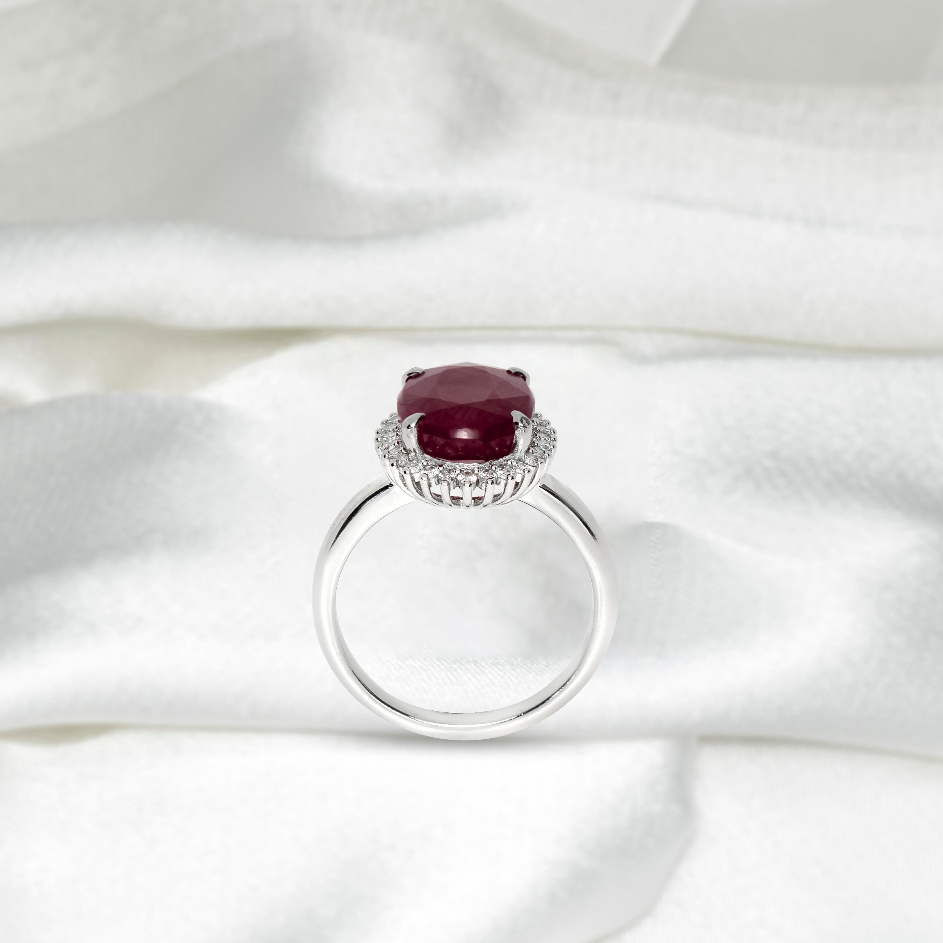 IGI 14K Verlobungsring mit 5,25 Karat natürlichem Rubin und Diamant im antiken Art-déco-Stil im Zustand „Neu“ in Kaohsiung City, TW