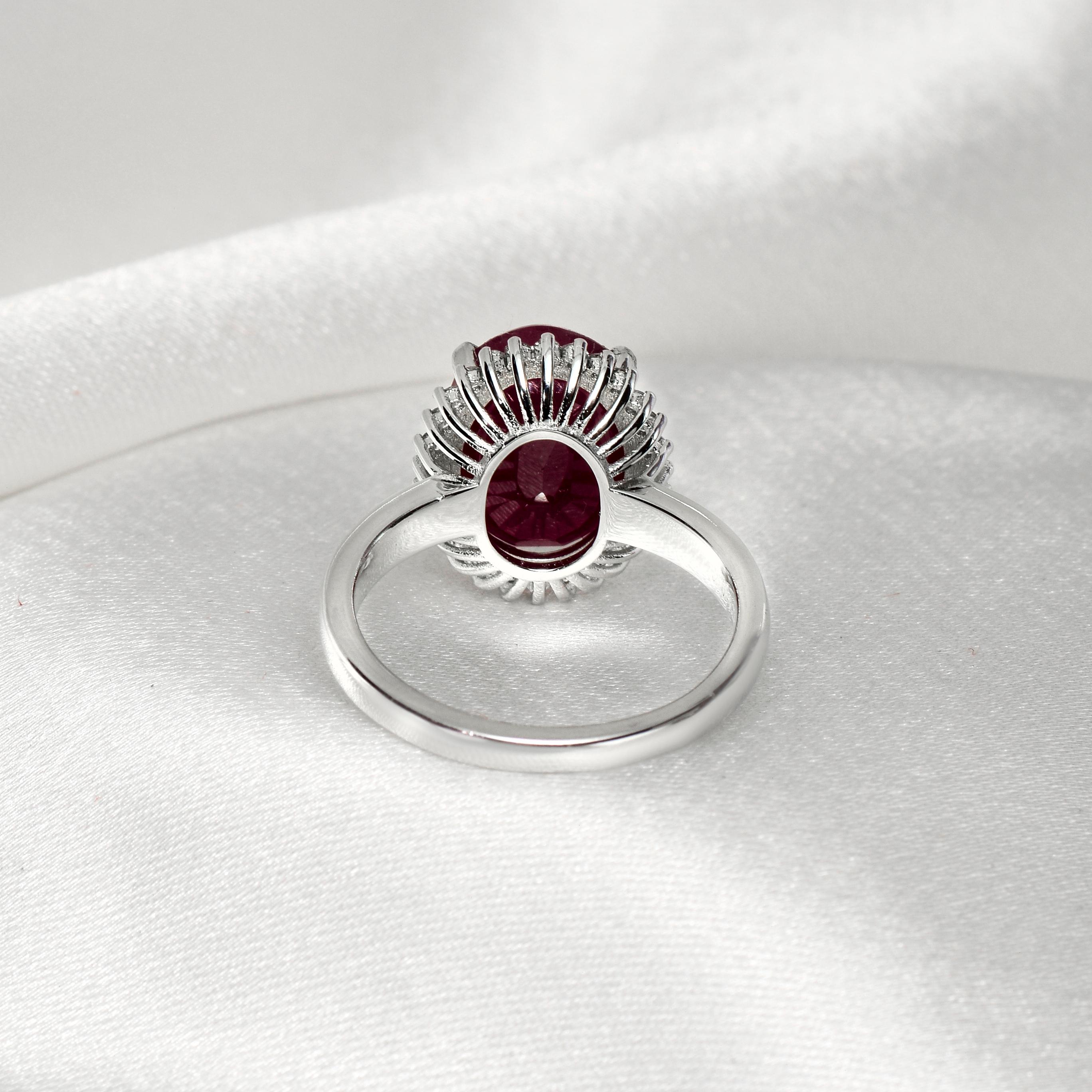 IGI 14K Verlobungsring mit 5,25 Karat natürlichem Rubin und Diamant im antiken Art-déco-Stil 1