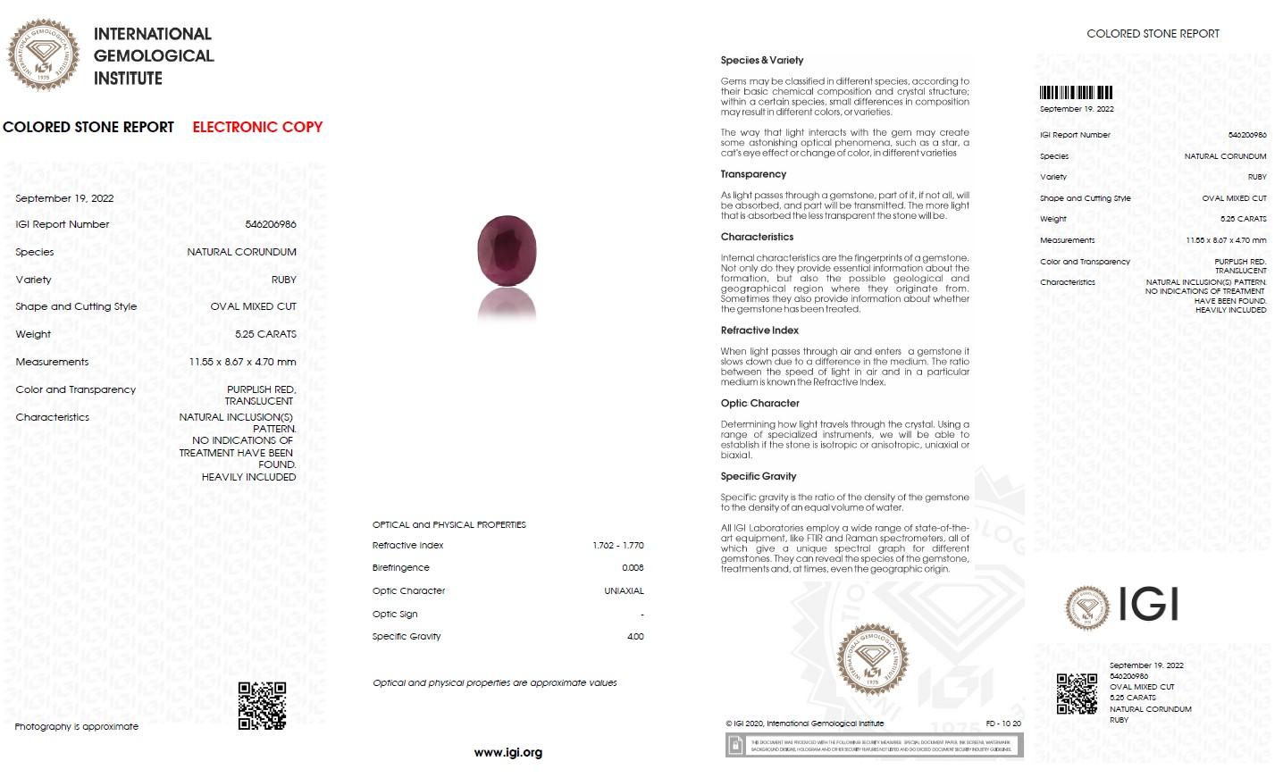 IGI 14K Verlobungsring mit 5,25 Karat natürlichem Rubin und Diamant im antiken Art-déco-Stil 2