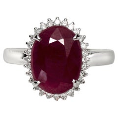 IGI 14K Verlobungsring mit 5,25 Karat natürlichem Rubin und Diamant im antiken Art-déco-Stil