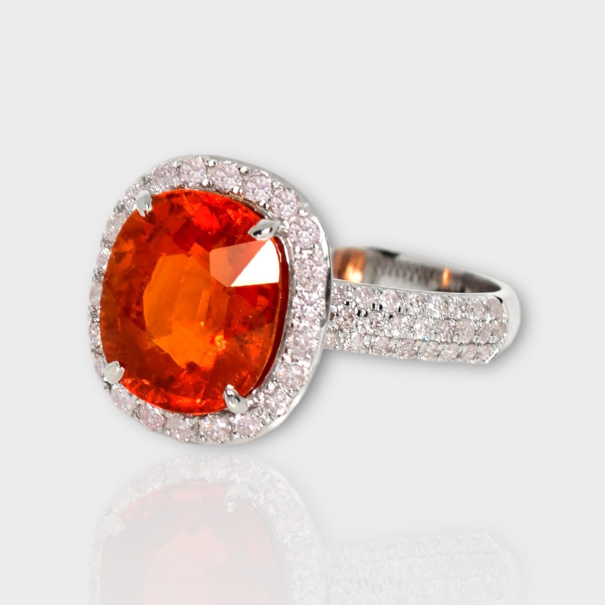 IGI 14K 5,30 Karat Fanta Granat&Diamanten Antiker Verlobungsring im Art-déco-Stil (Ovalschliff)