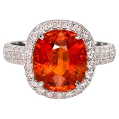 IGI 14K 5,30 Karat Fanta Granat&Diamanten Antiker Verlobungsring im Art-déco-Stil