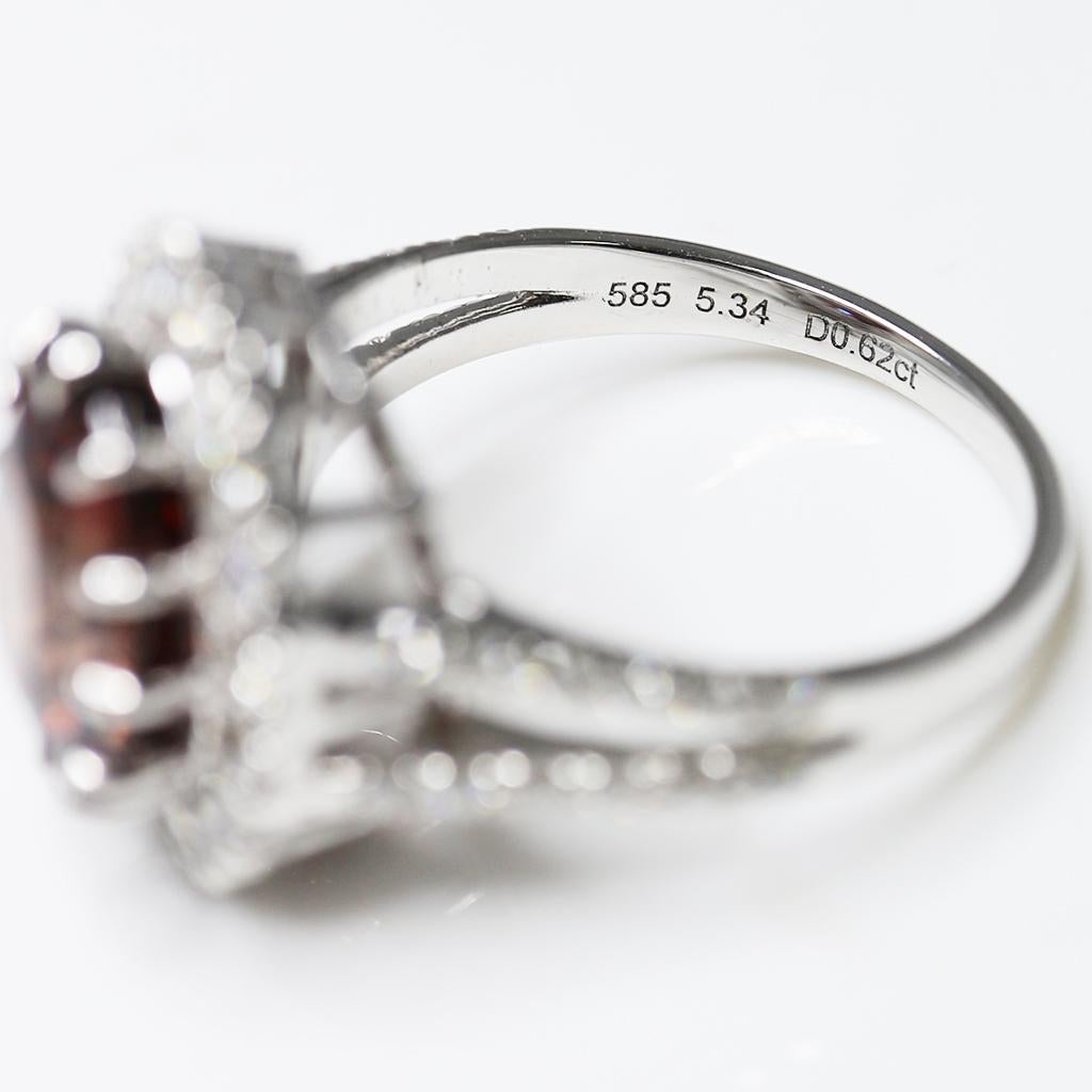 IGI 14K 5.34 Ct Natural Zircon & Diamonds Art Deco Style Engagement Ring For Sale 2