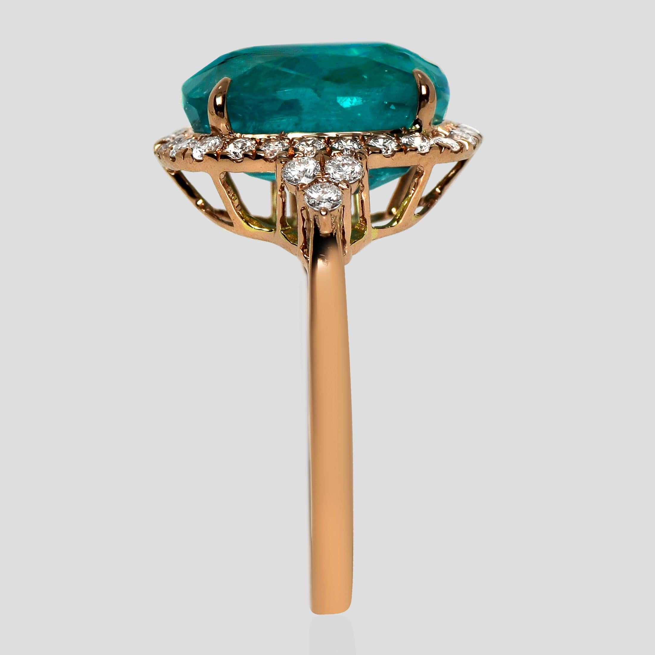 da uomo o donna IGI 14K 5.48 Ct Natural Paraiba Emerald&Diamonds Antique Engagement Ring in vendita