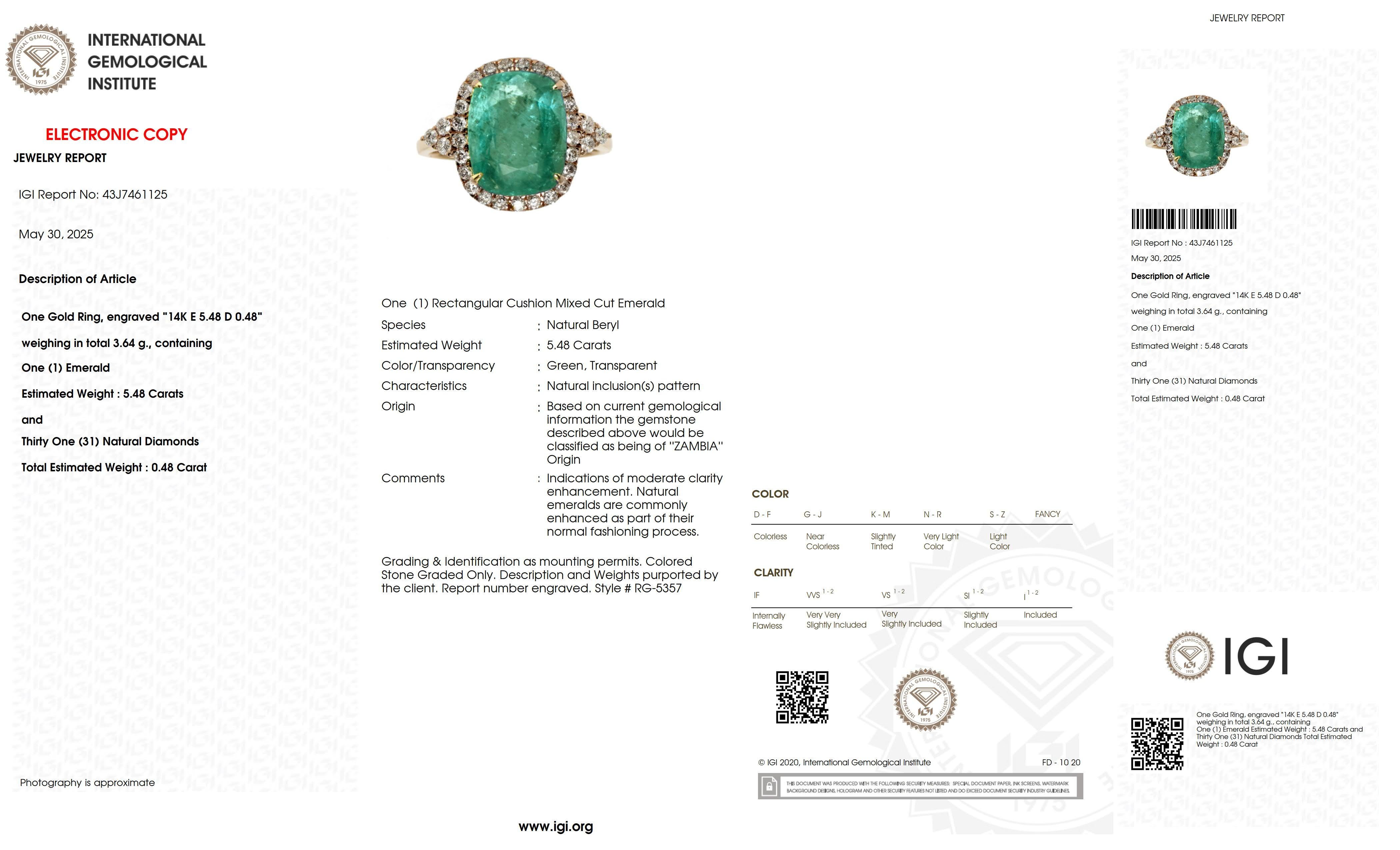 IGI 14K 5.48 Ct Natural Paraiba Emerald&Diamonds Antique Engagement Ring in vendita 2