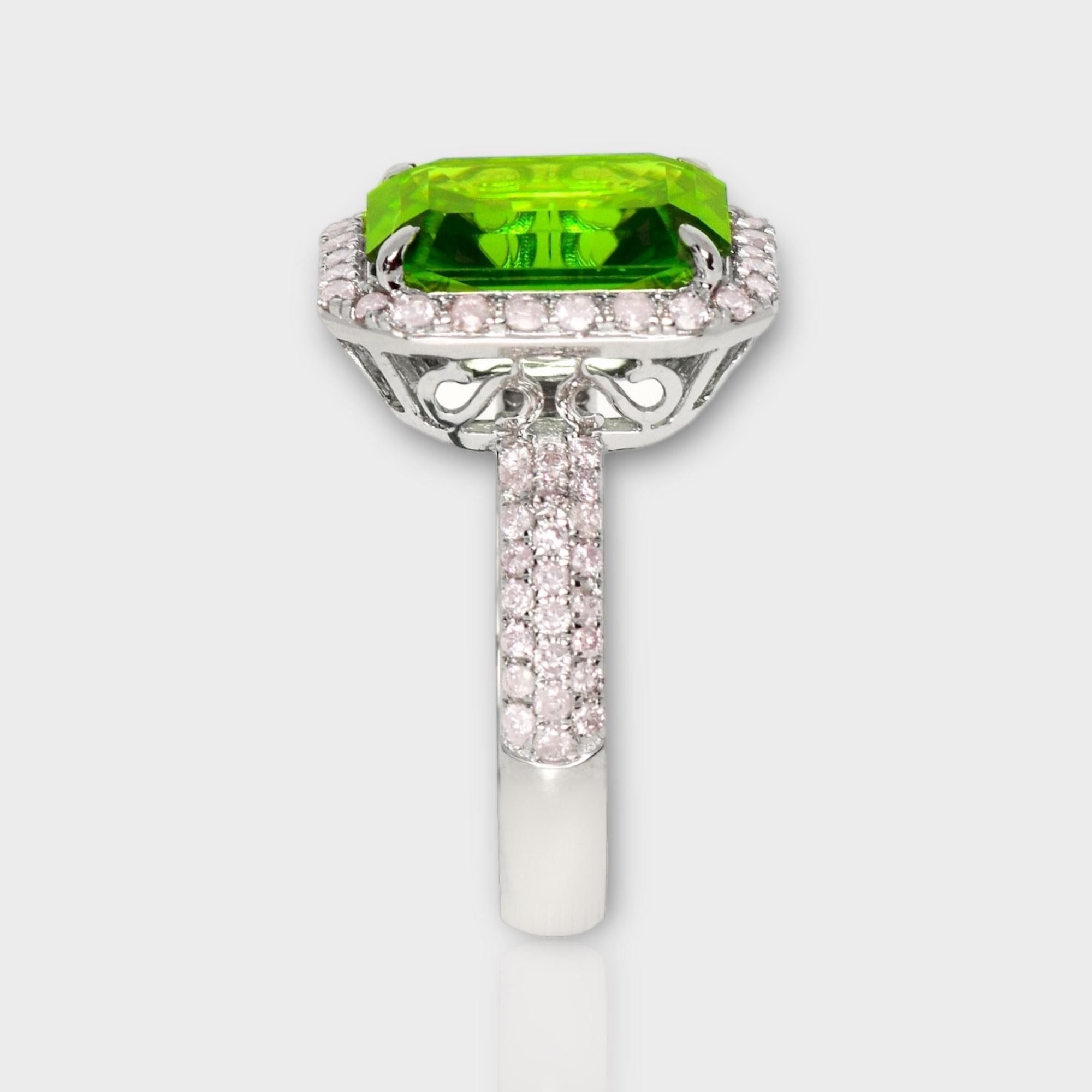 IGI 14k 5,50 Karat Top Peridot&Diamant Antiker Verlobungsring im Art-déco-Stil Damen