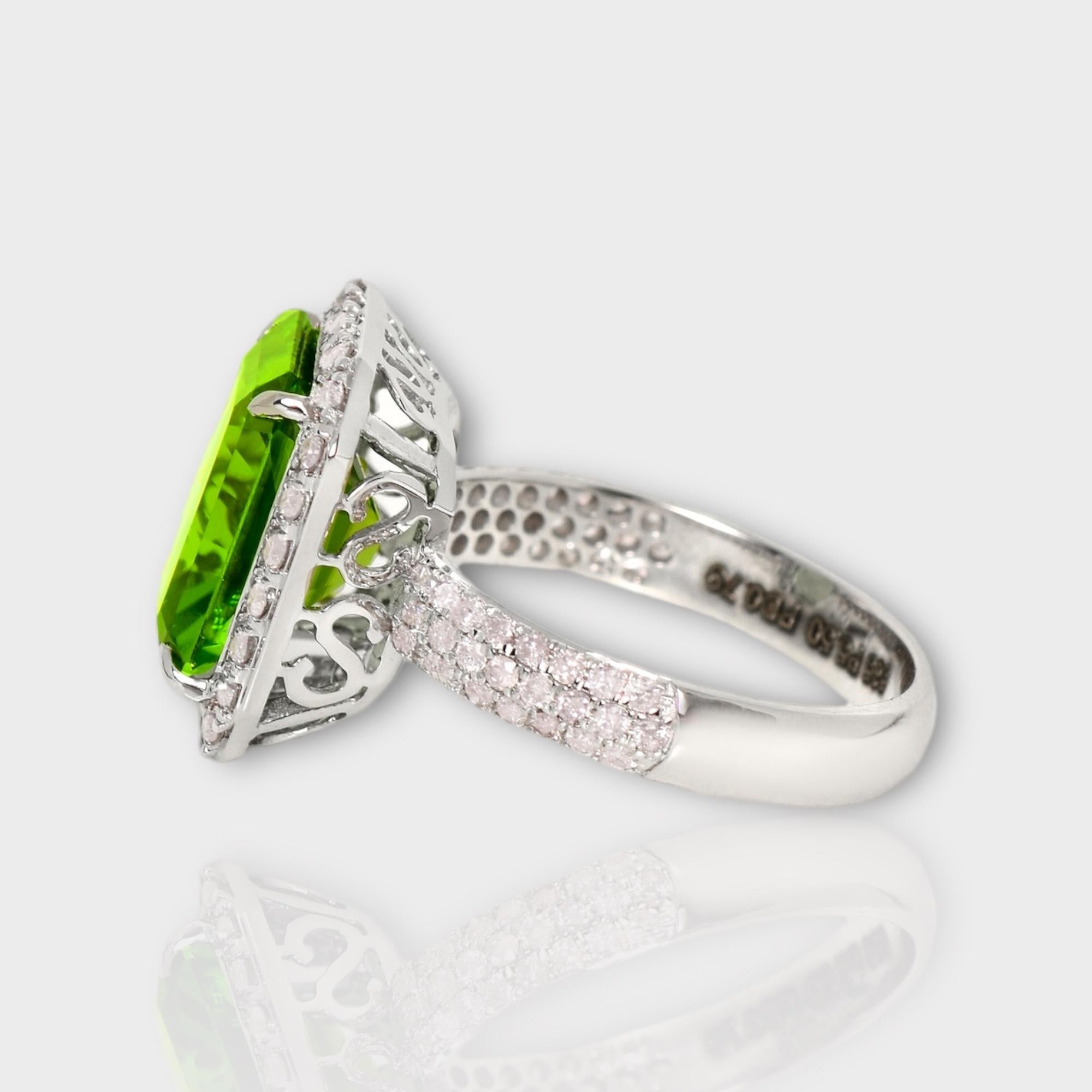 IGI 14k 5,50 Karat Top Peridot&Diamant Antiker Verlobungsring im Art-déco-Stil 1