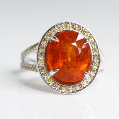 IGI 14k 5.51ct Intense Garnet & Diamond Antique Art Deco Style Engagement Ring