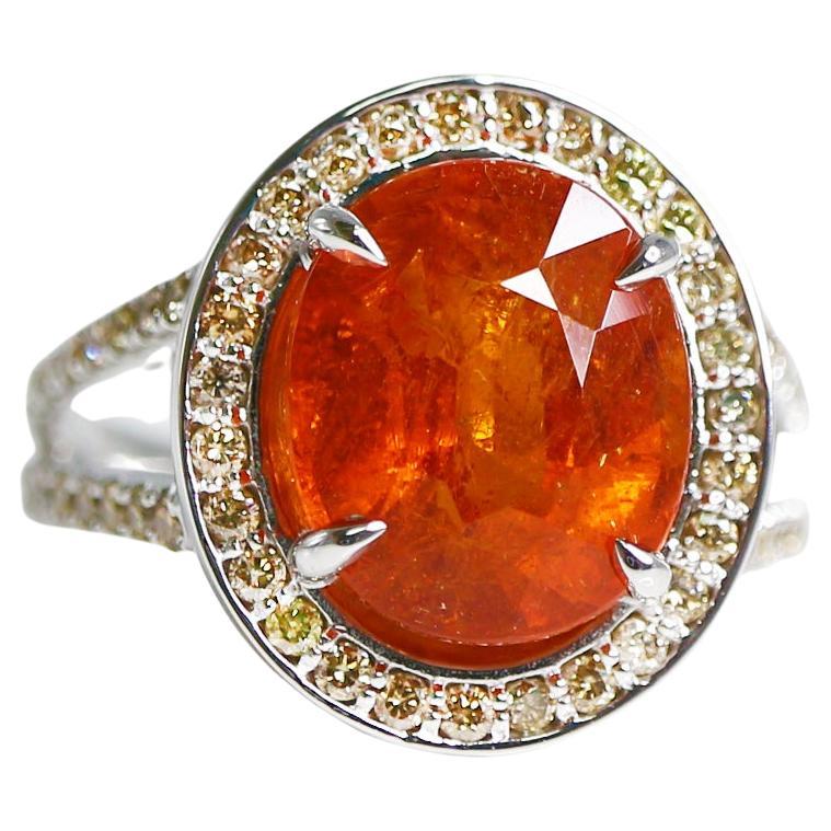 IGI 14k 5.51ct Intense Garnet & Diamond Antique Art Deco Style Engagement Ring