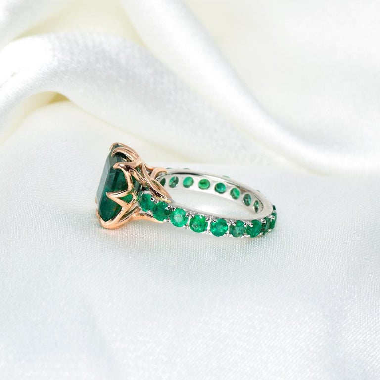 Women's *Sales* IGI 14K 5.69 Ctw Zambia Emerald Antique Art Deco Style Engagement Ring For Sale