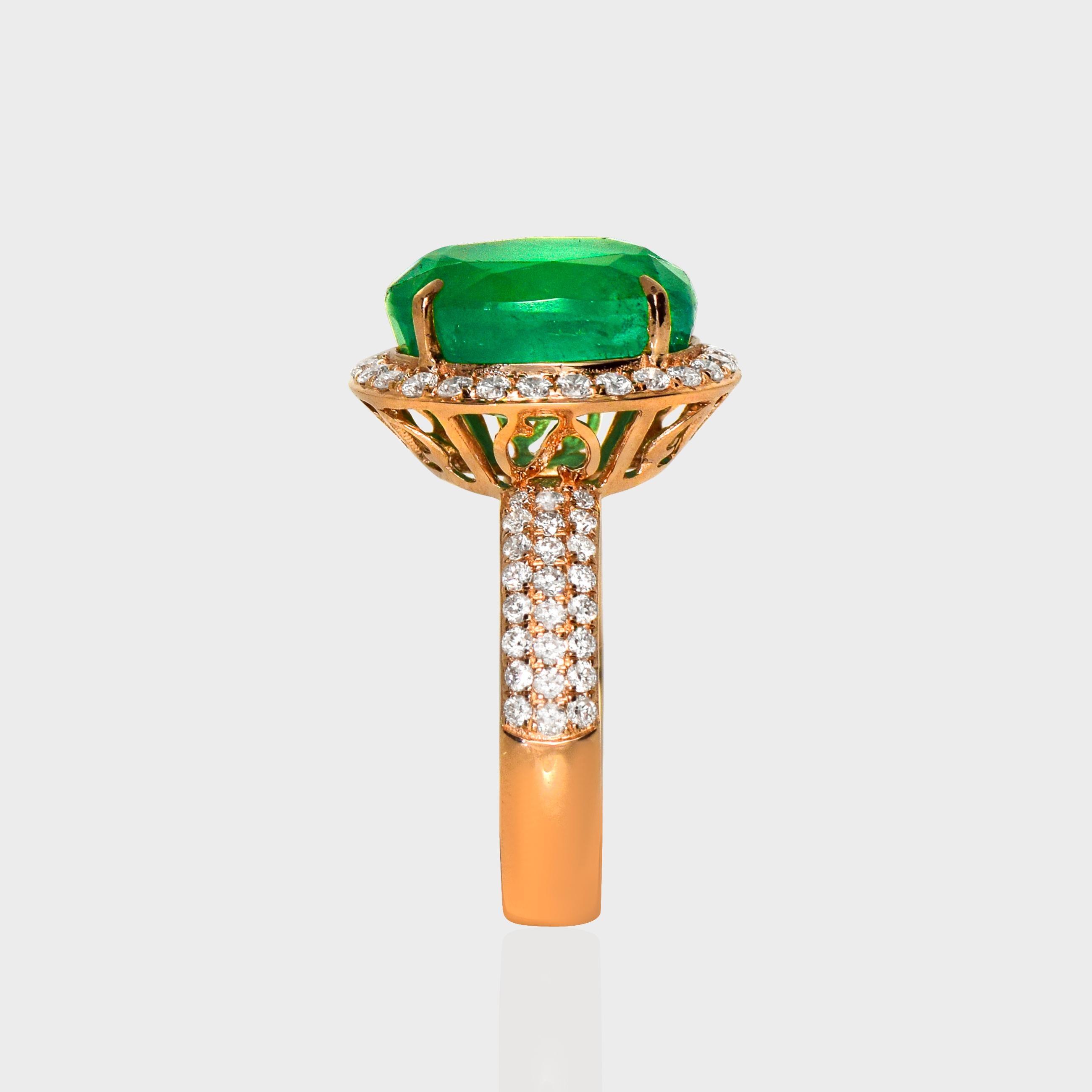 IGI 14K 5.95 Ct Esmeralda Natural&Diamantes Anillo de Compromiso Antiguo en Nuevo estado para la venta en Kaohsiung City, TW
