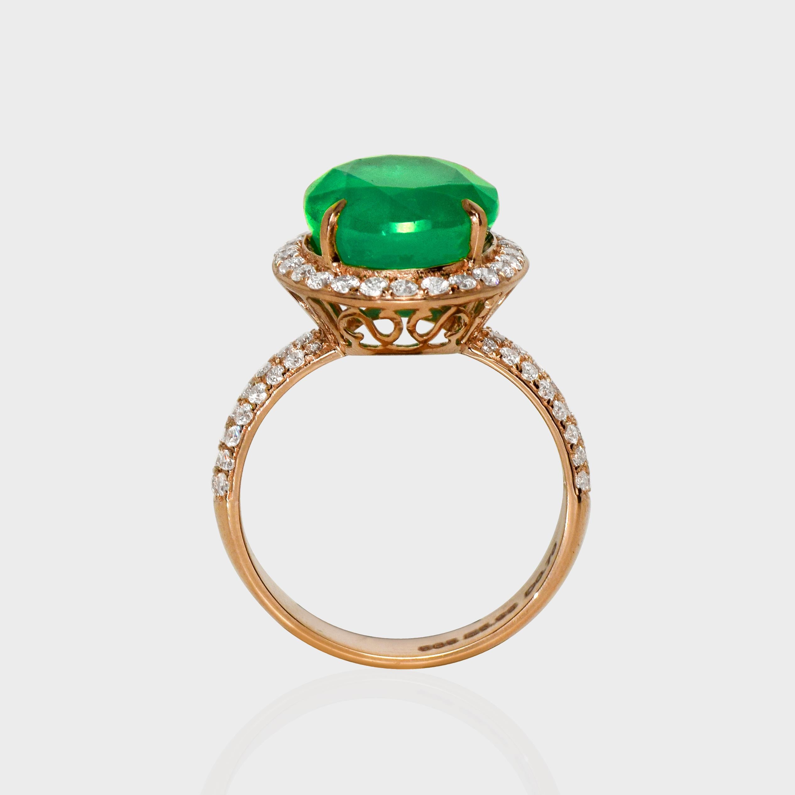 De las mujeres IGI 14K 5.95 Ct Esmeralda Natural&Diamantes Anillo de Compromiso Antiguo en venta
