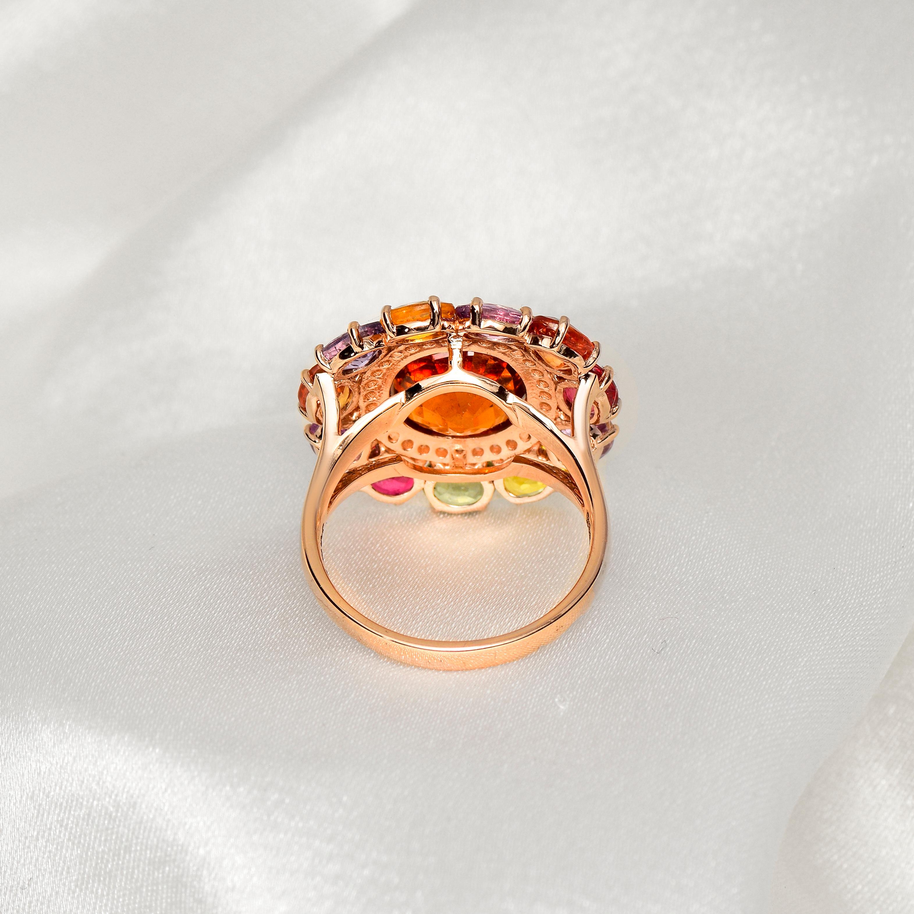 IGI 14K 6.02ct Garnet&Sapphires&Diamond Antique Art Deco Engagement Ring For Sale 6